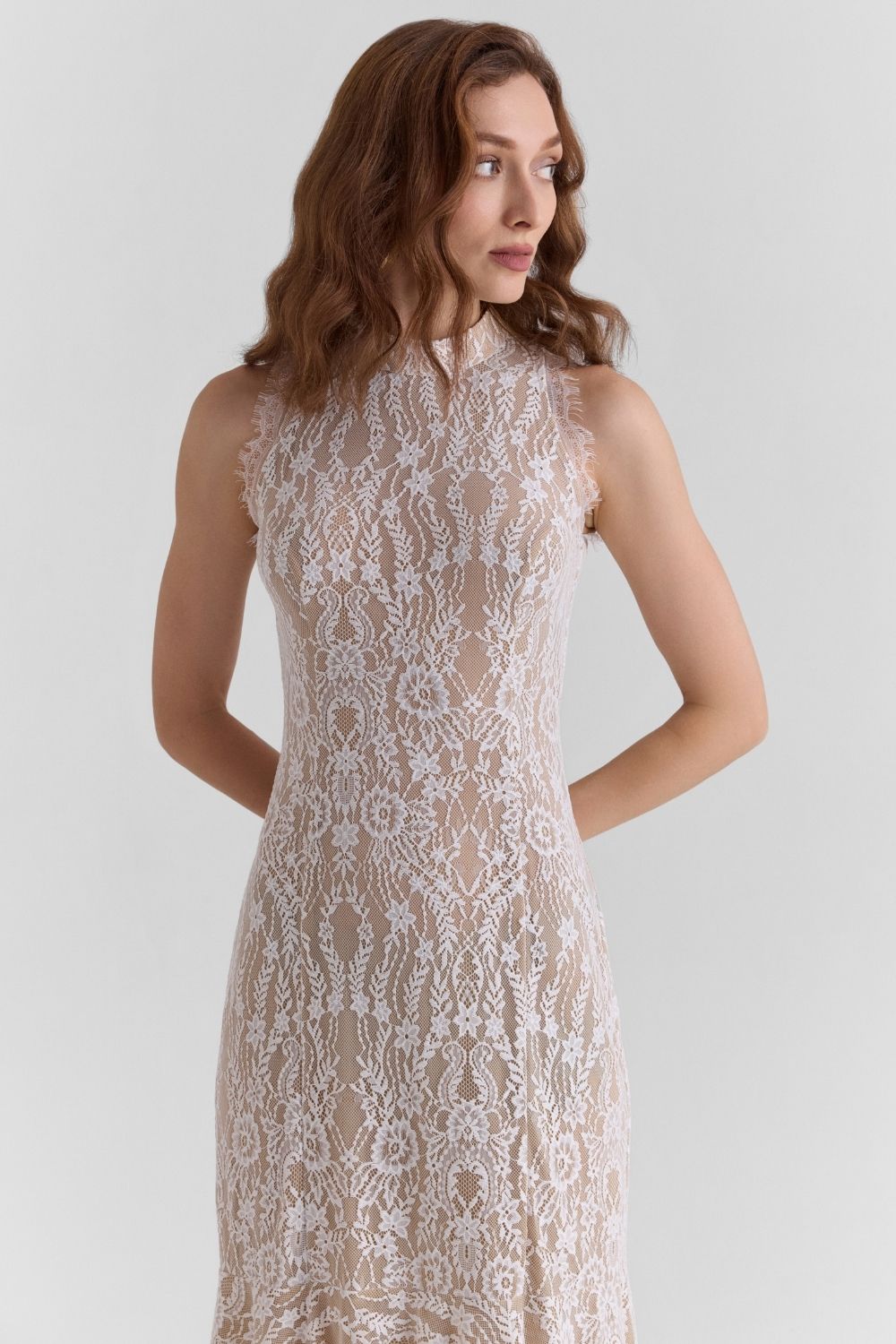 Haze White Lace Midi Dress