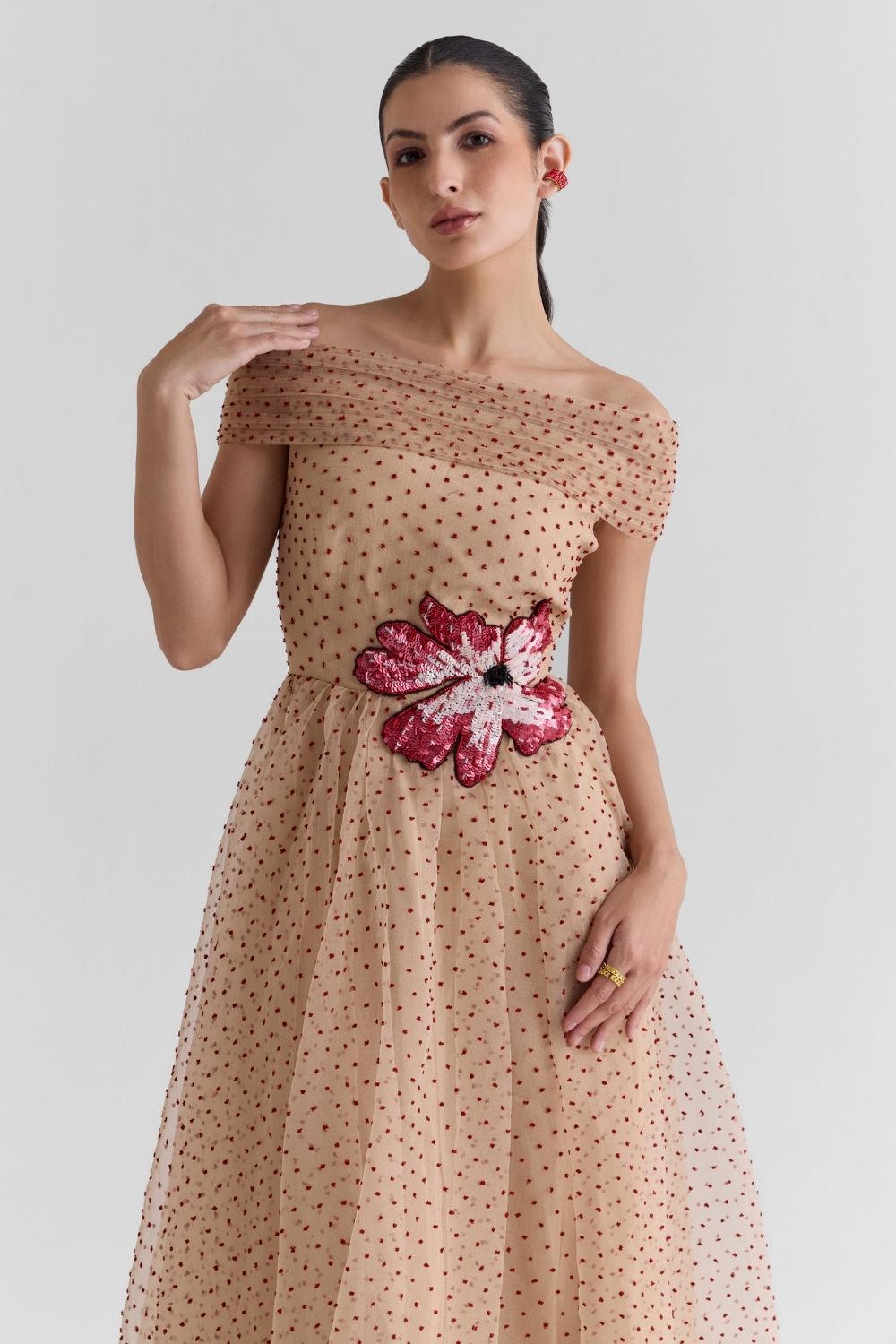 Floria Tulle Embroidered Maxi Dress