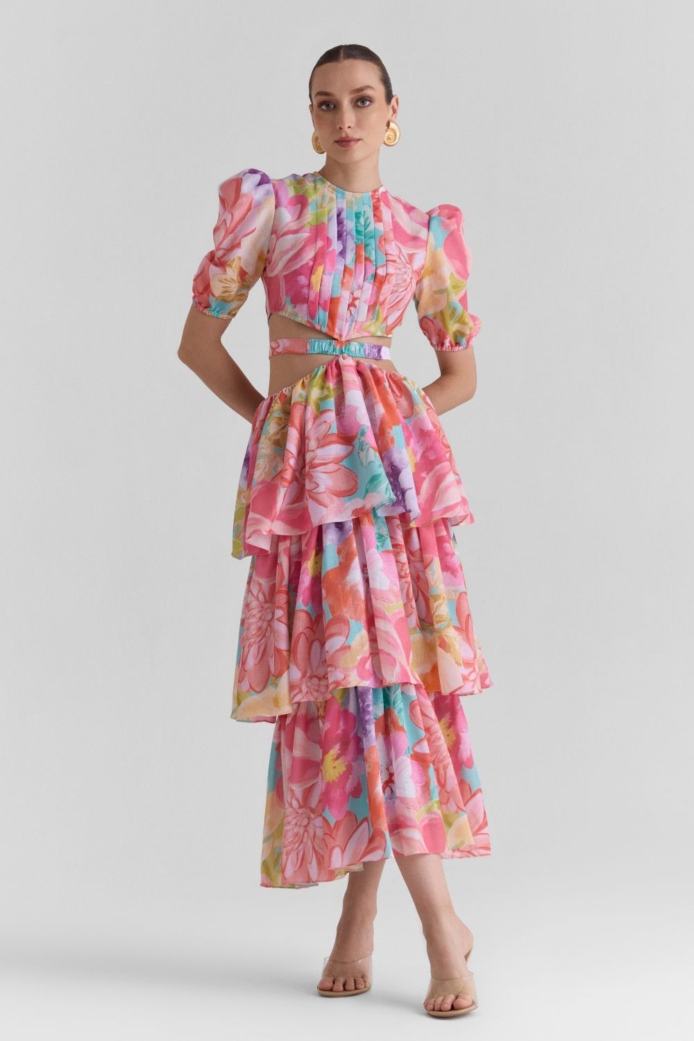 Amour Print Cut Out Midi Dress