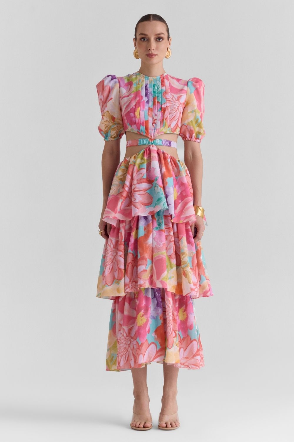 Amour Print Cut Out Midi Dress