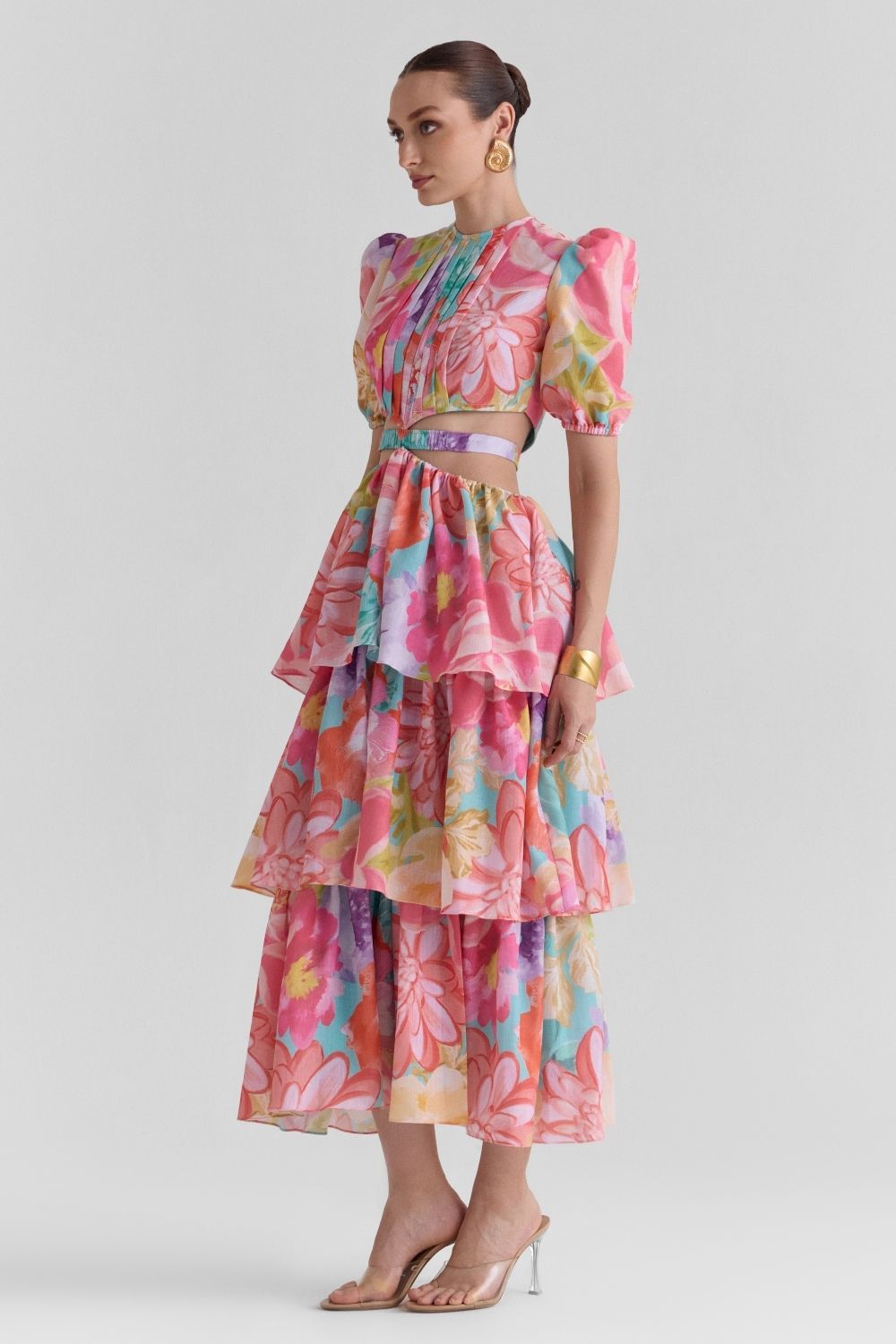 Amour Print Cut Out Midi Dress