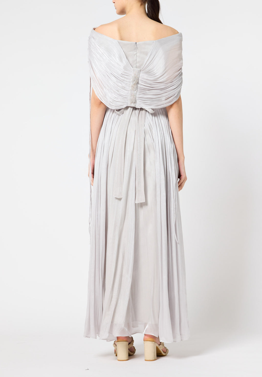 Beautiful Off shoulder Silk Dress With Ruched details On The Body