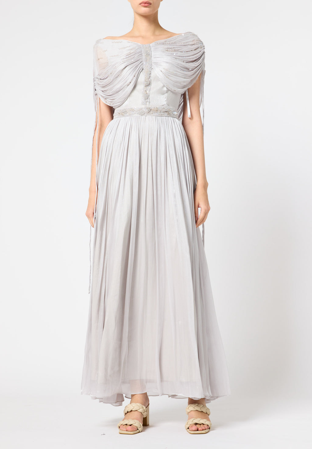 Beautiful Off shoulder Silk Dress With Ruched details On The Body