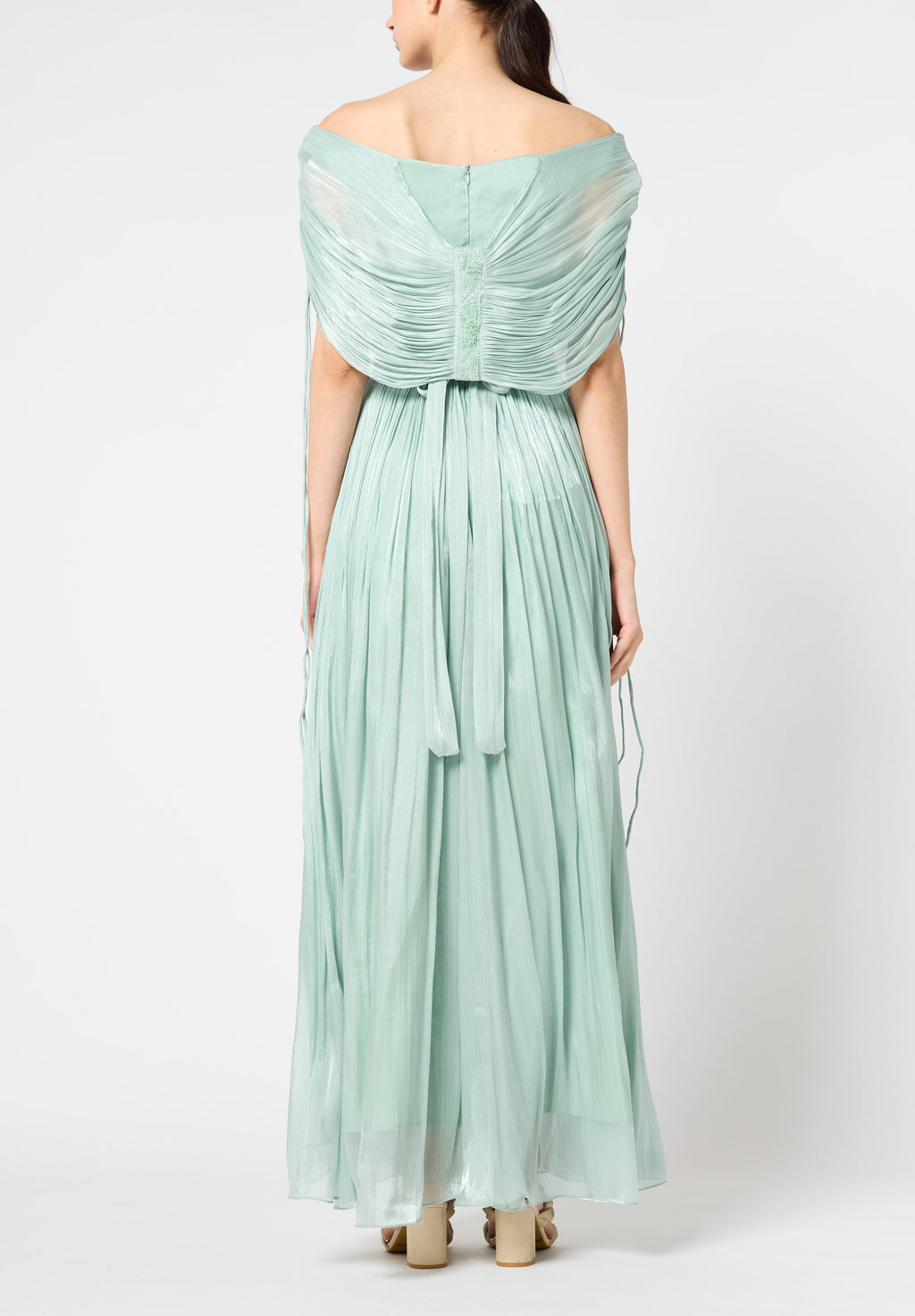 Beautiful Off shoulder Silk Dress With Ruched details On The Body
