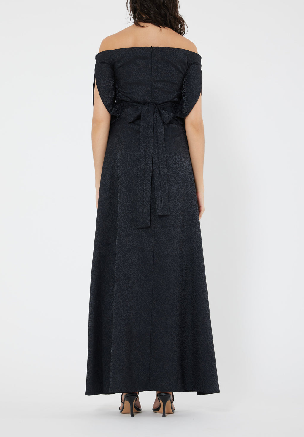 Stunning Fit And Flare Long Embroidered Dress With Off Shoulder Neckline And Half Sleeves