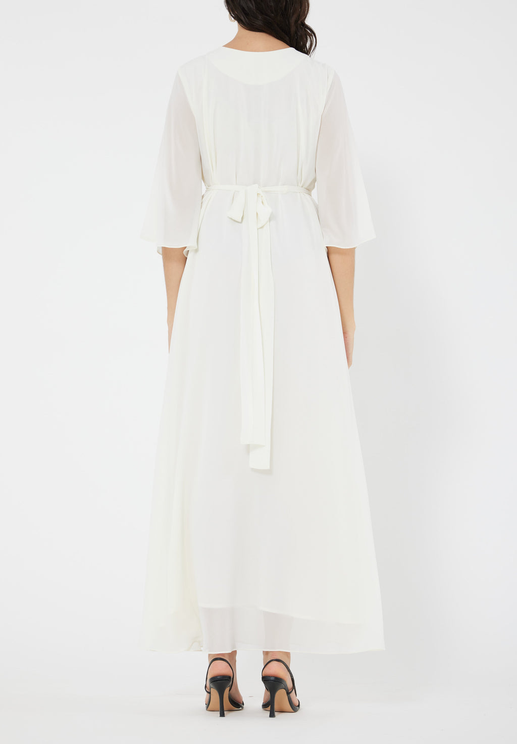 Beautiful Embroidered Asymmetrical Chiffon Long Dress