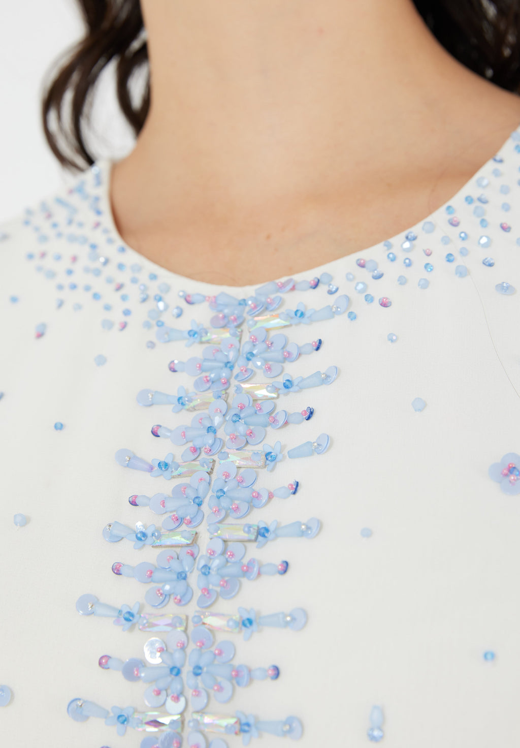 Beautiful Embroidered Asymmetrical Chiffon Long Dress