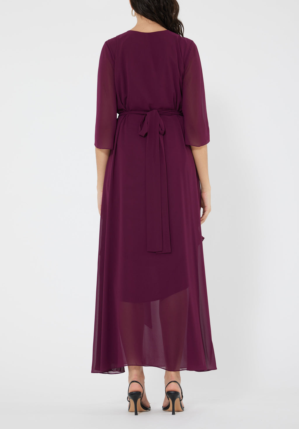 Beautiful Embroidered Asymmetrical Chiffon Long Dress
