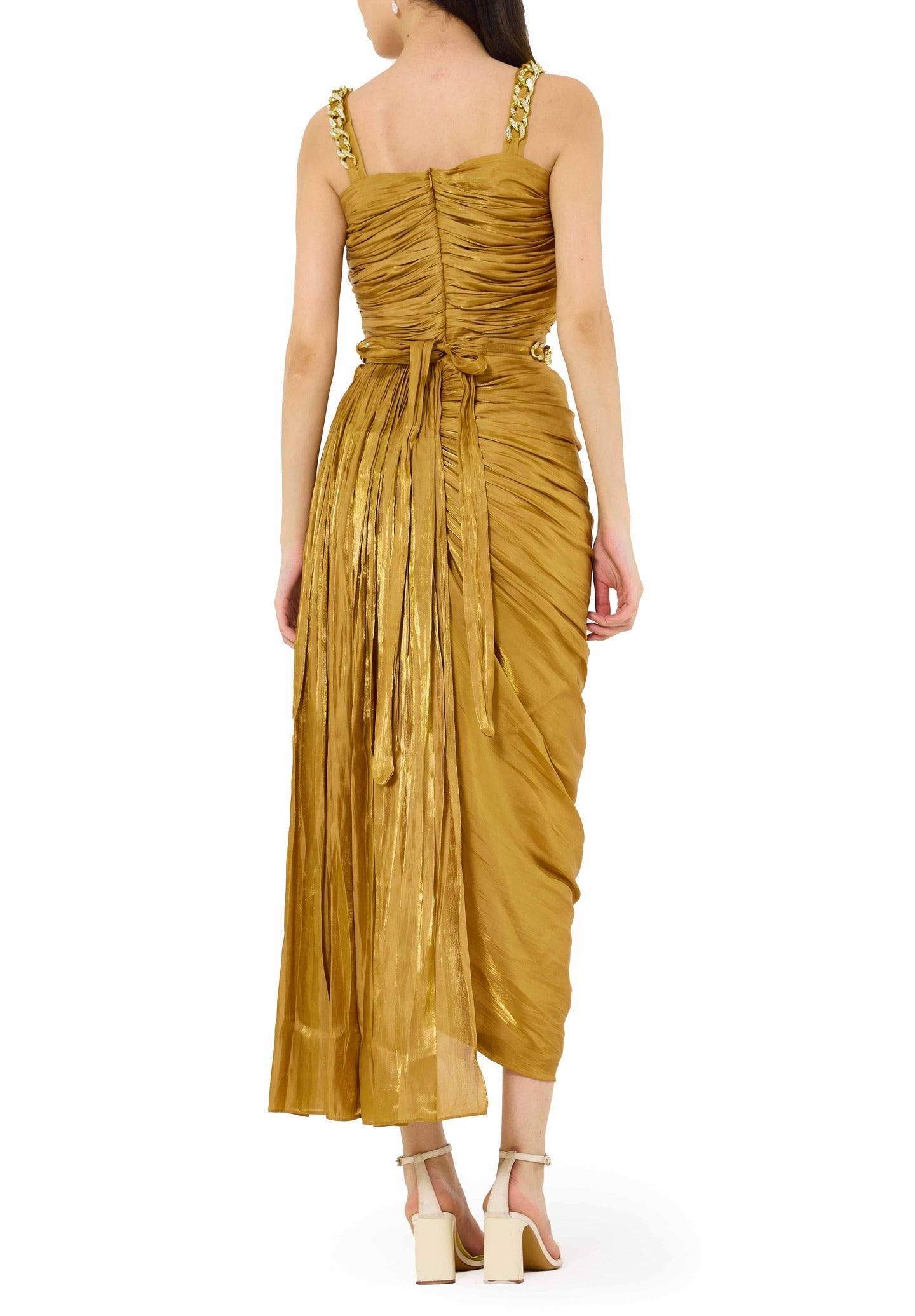 Ruched Asymmetrical Silk Sleeveless Bardot Dress With Sweetheart Neckline