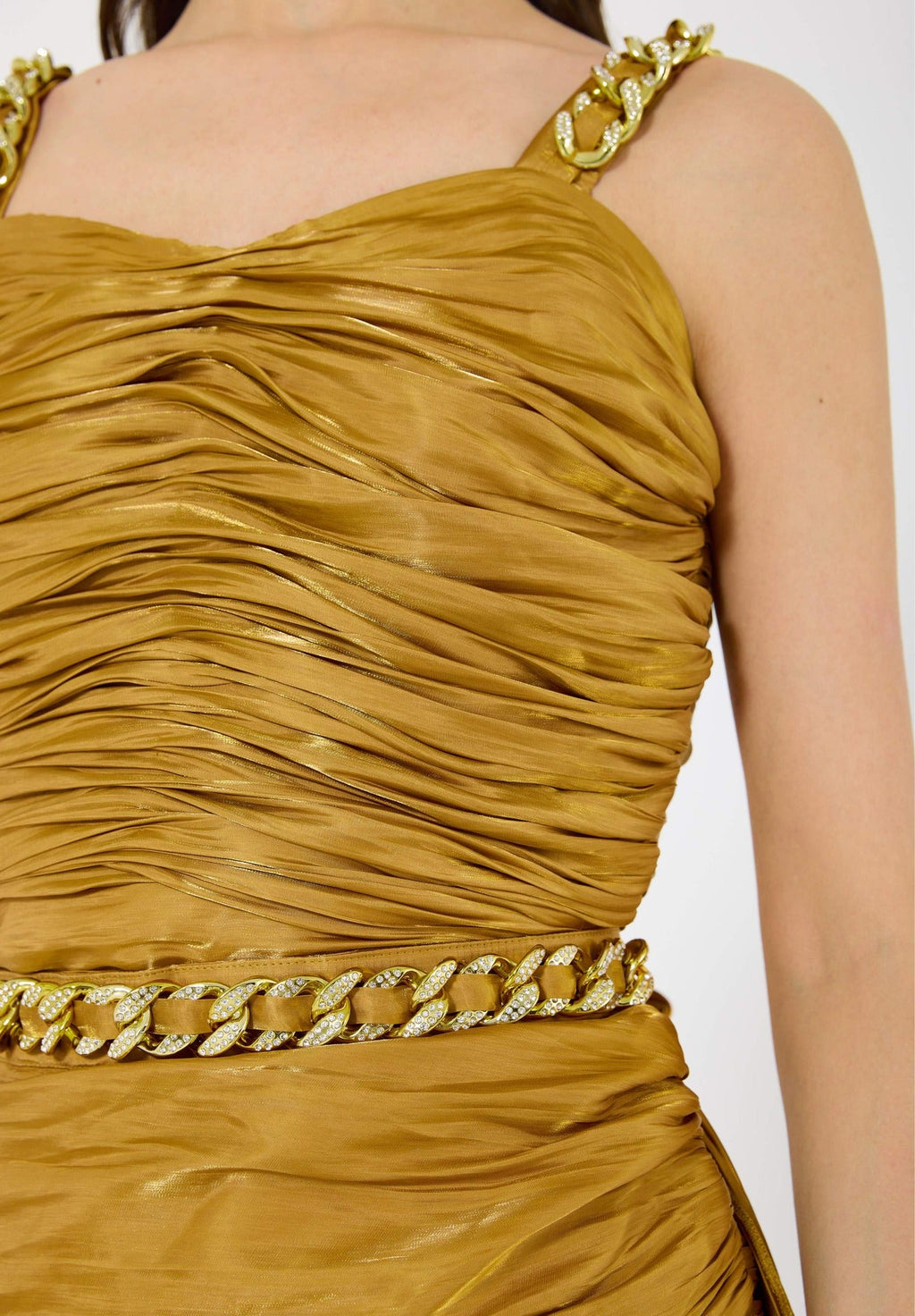 Ruched Asymmetrical Silk Sleeveless Bardot Dress With Sweetheart Neckline