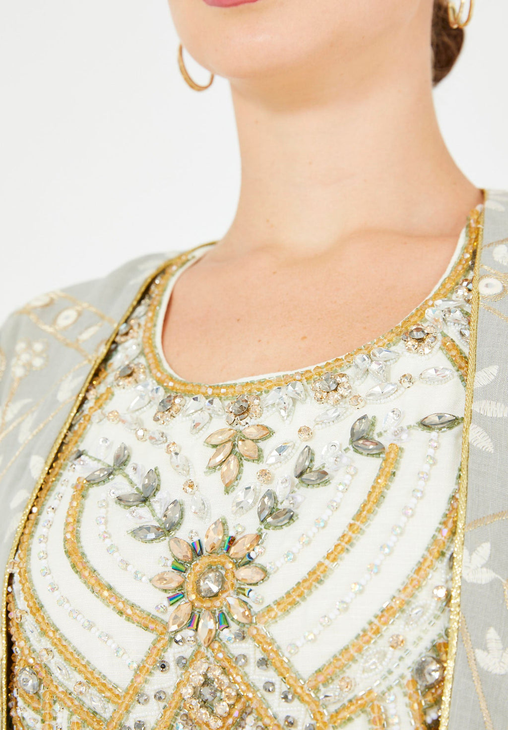 Gold Accent Embroidered Bisht & Dress Set