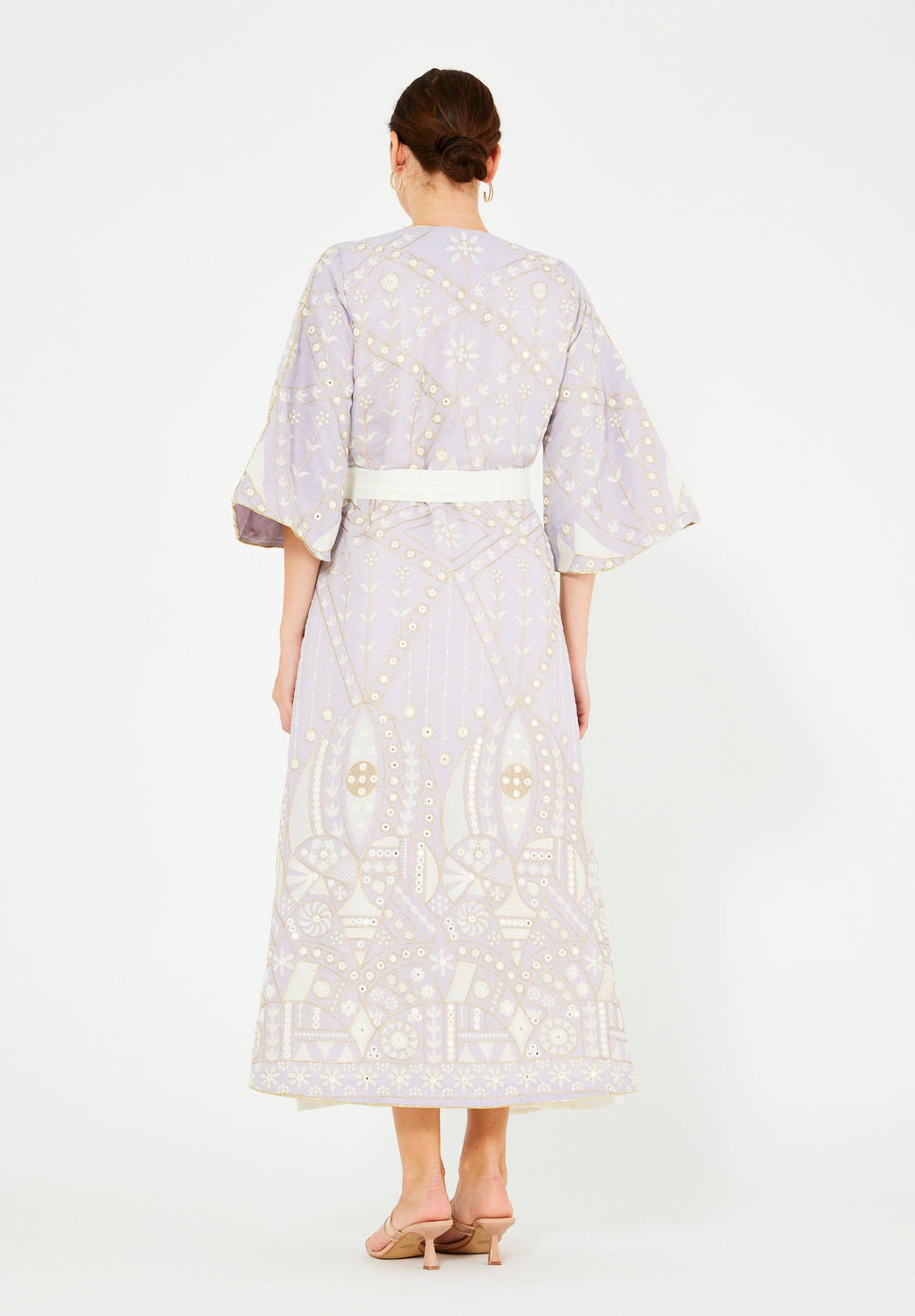 Gold Accent Embroidered Bisht & Dress Set