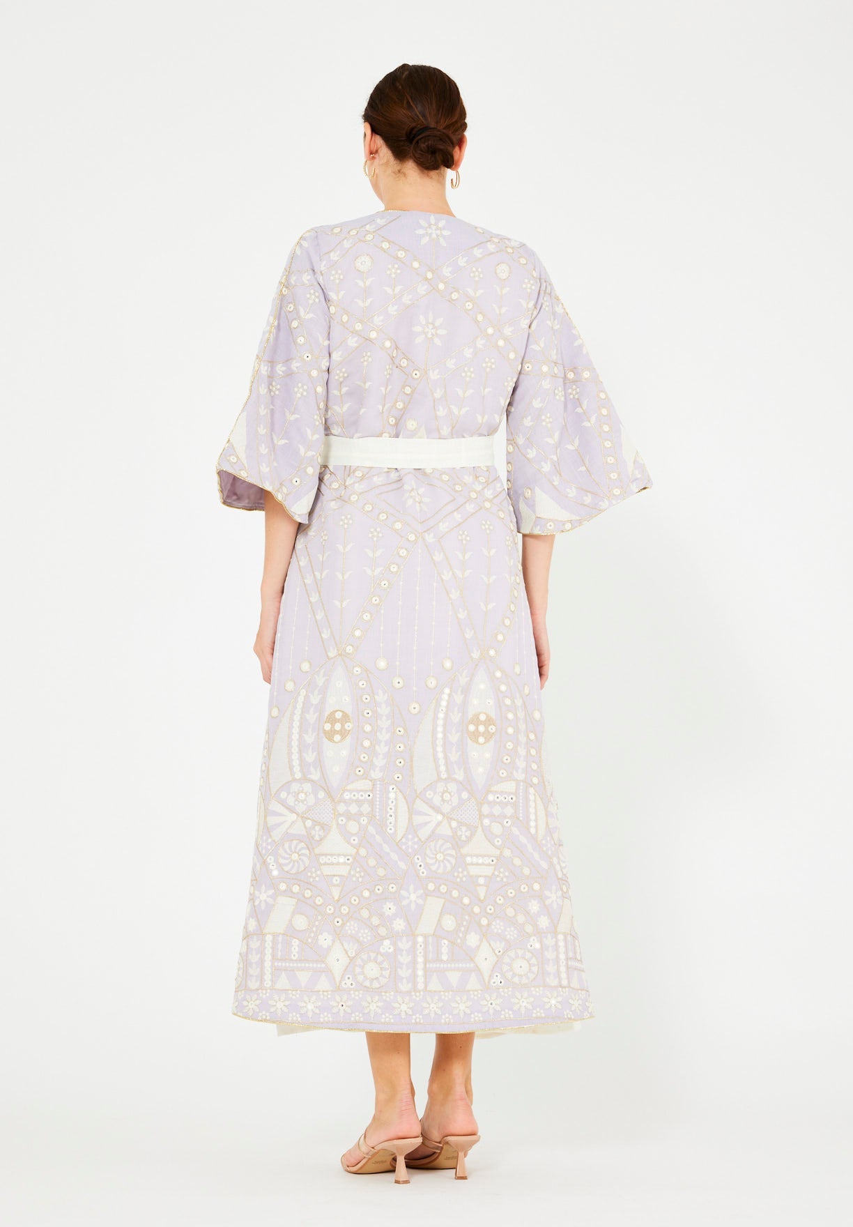 Gold Accent Embroidered Bisht & Dress Set