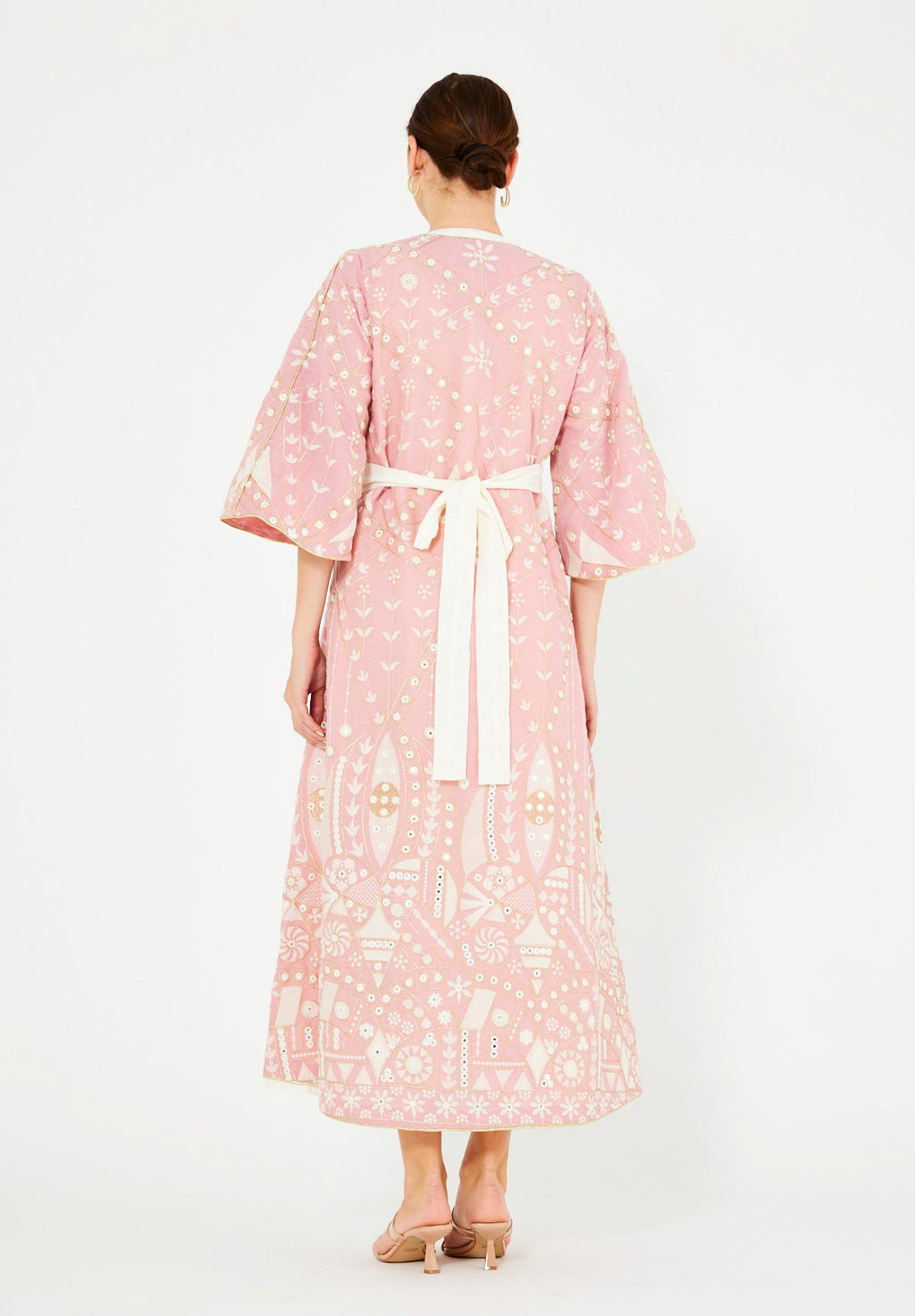 Gold Accent Embroidered Bisht & Dress Set