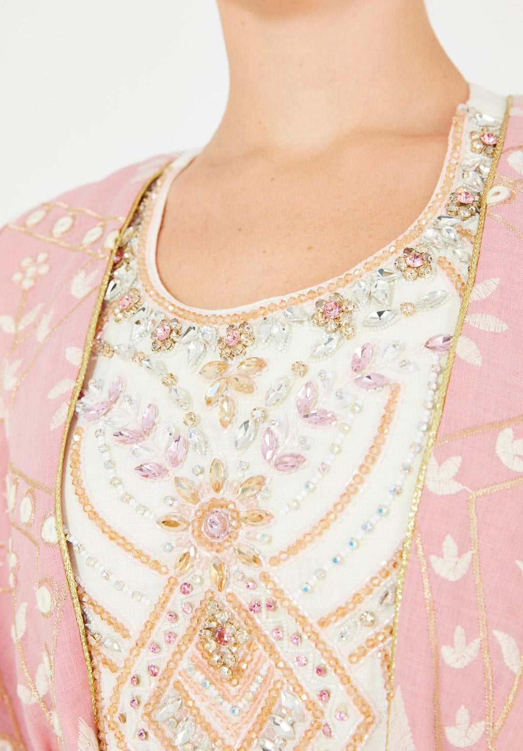 Gold Accent Embroidered Bisht & Dress Set