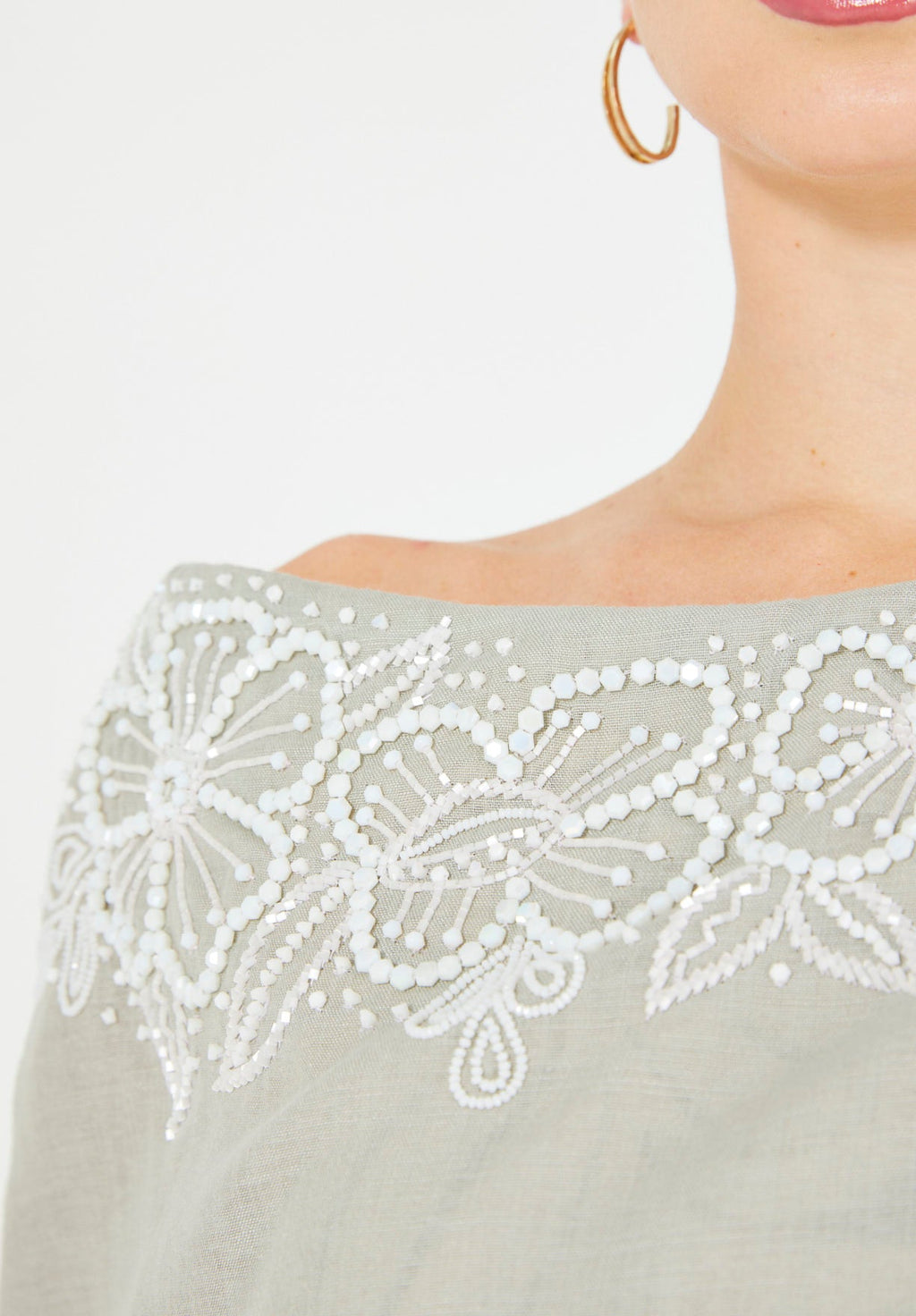 Aysmmetric Off Shoulder Contrast Floral Embellished Dress