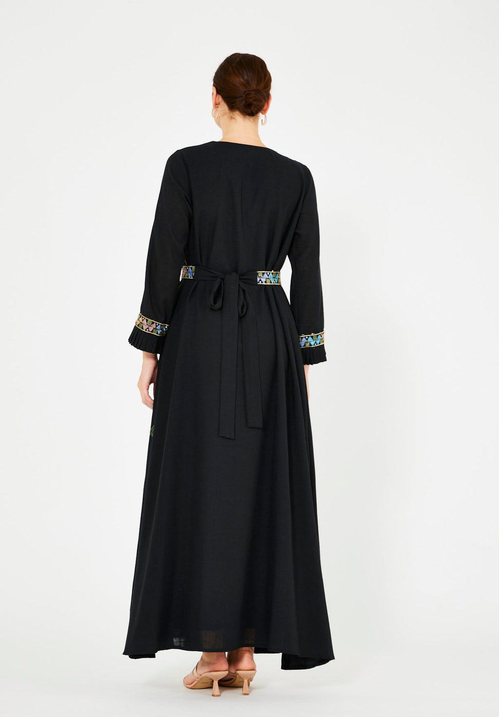 Wrap-Style Embellished Corded Lace Tie-Up Jalabiya