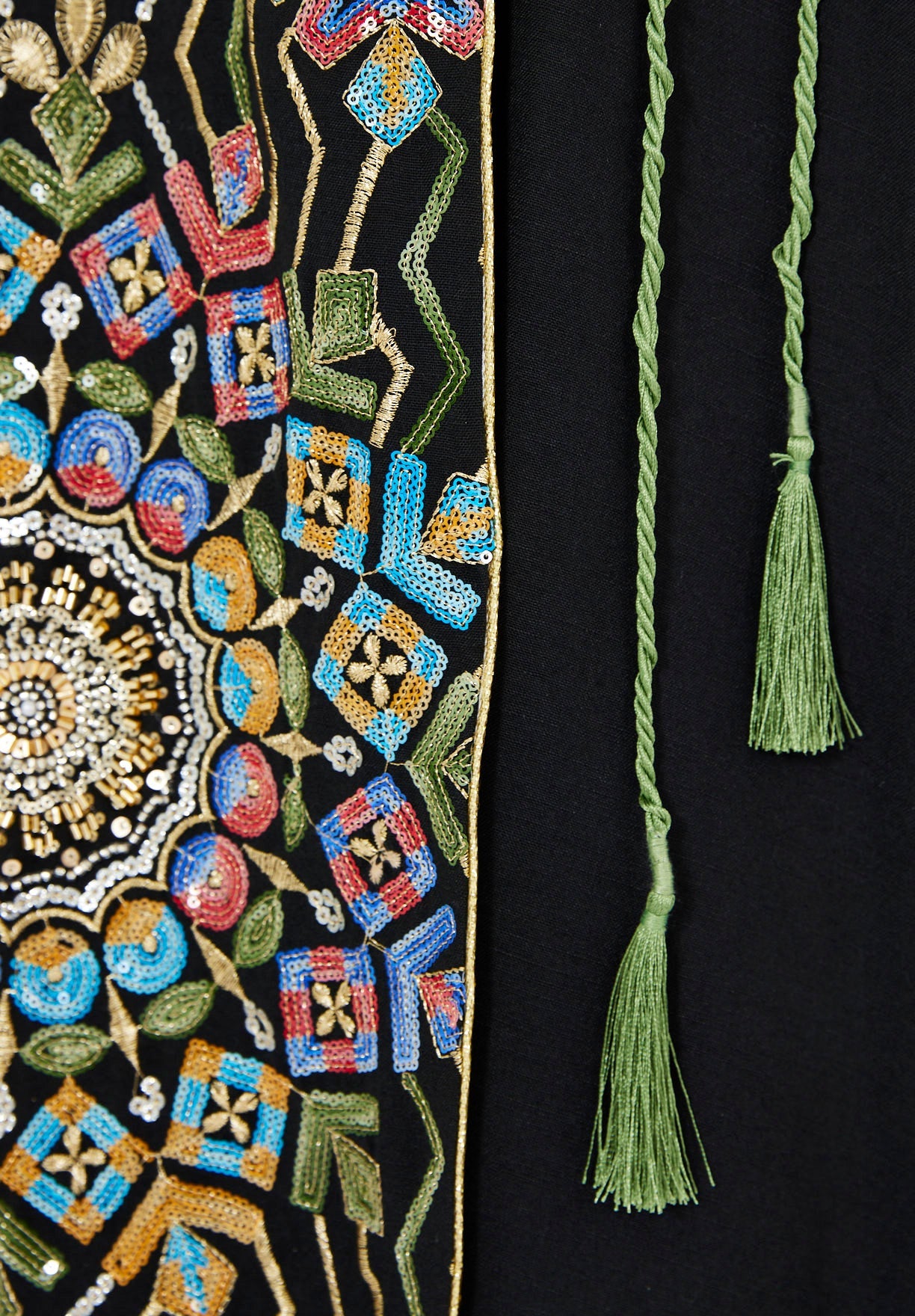 Wrap-Style Embellished Corded Lace Tie-Up Jalabiya