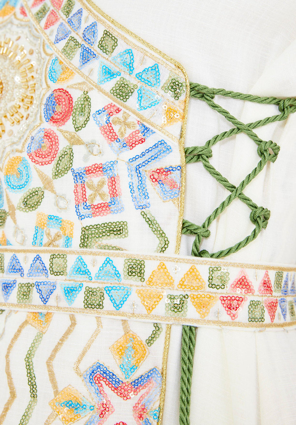 Wrap-Style Embellished Corded Lace Tie-Up Jalabiya