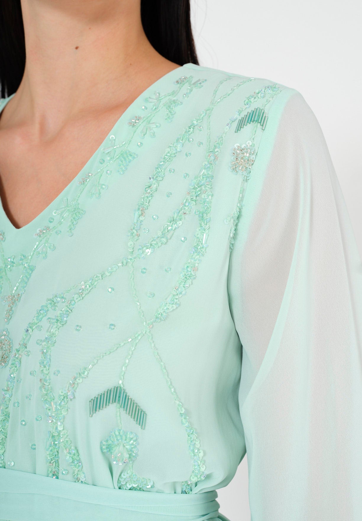 Gracefully Embellished Flowing Gown