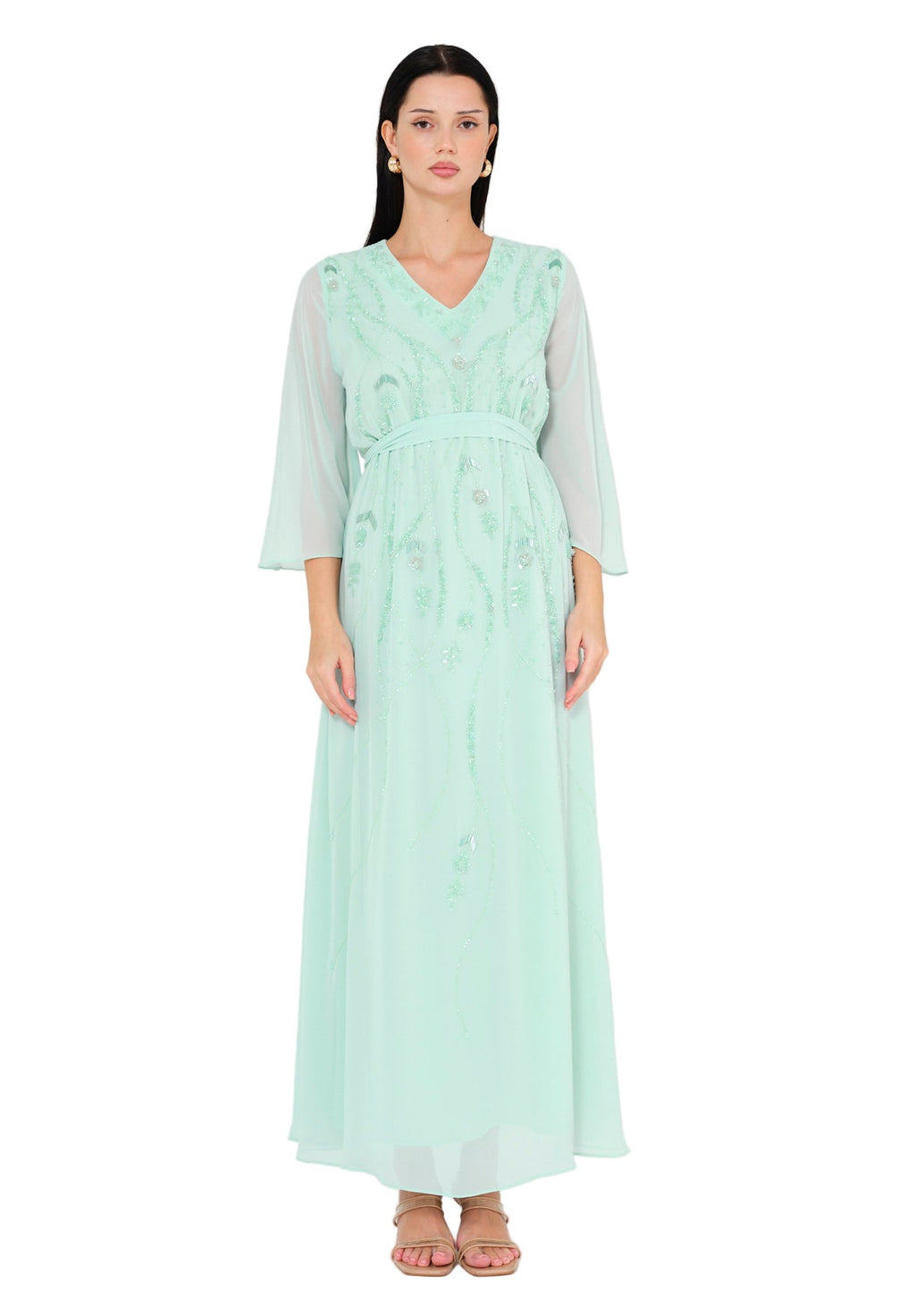 Gracefully Embellished Flowing Gown