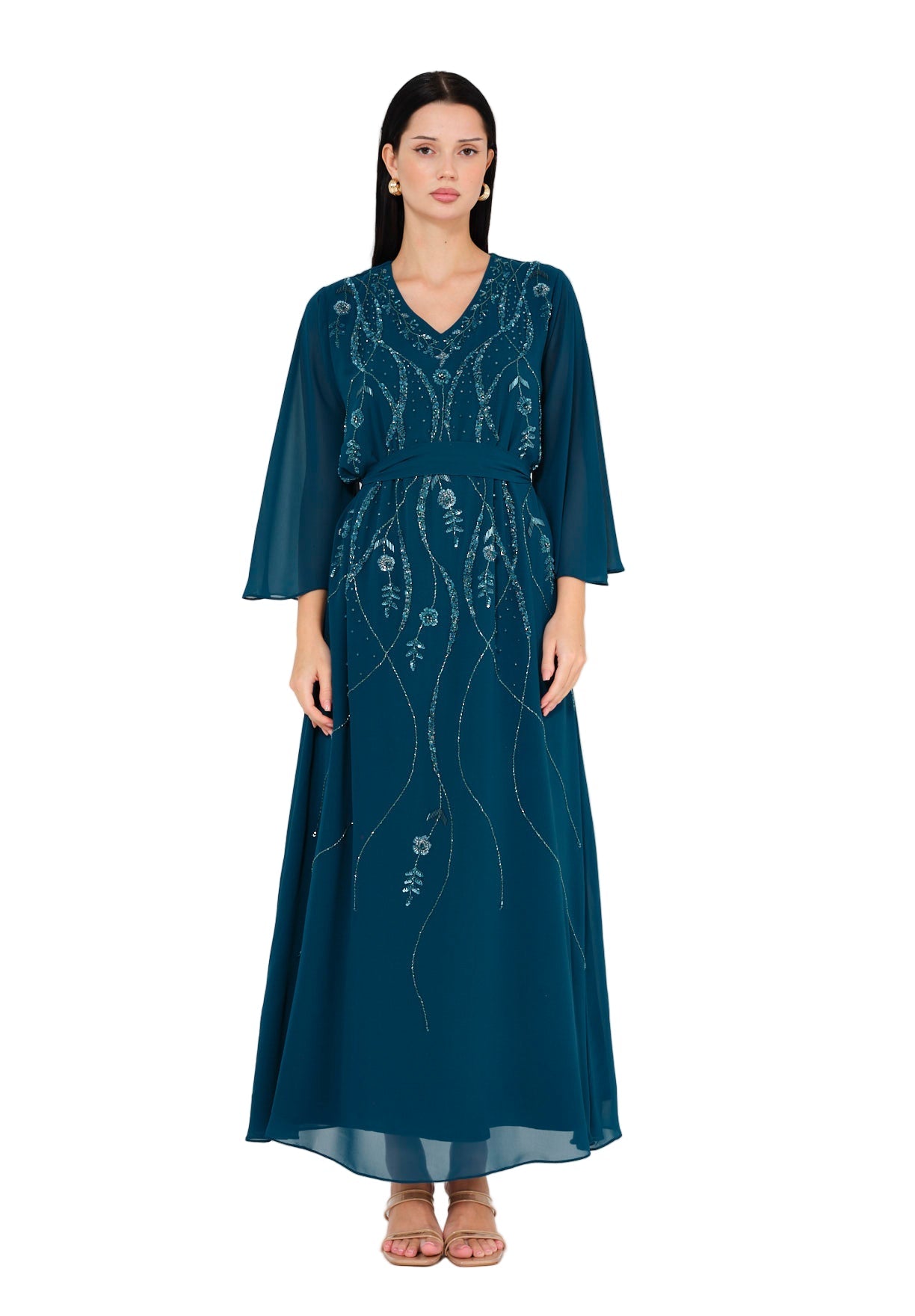 Gracefully Embellished Flowing Gown