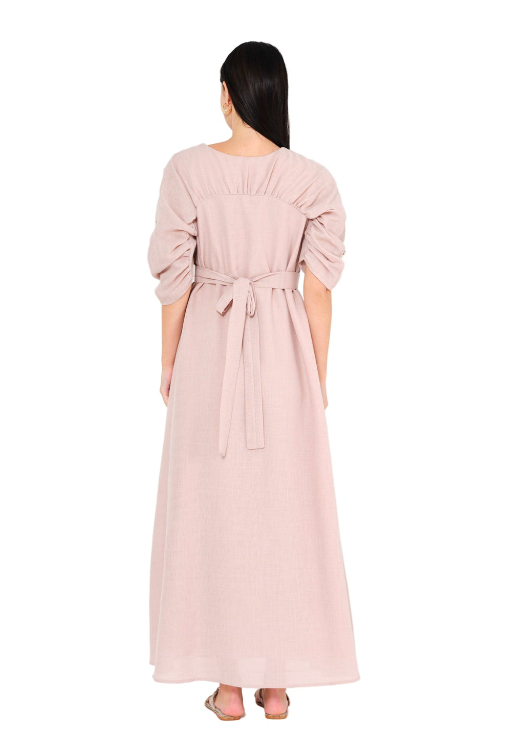 Regal Leaf Embellished Ruched Jalabiya