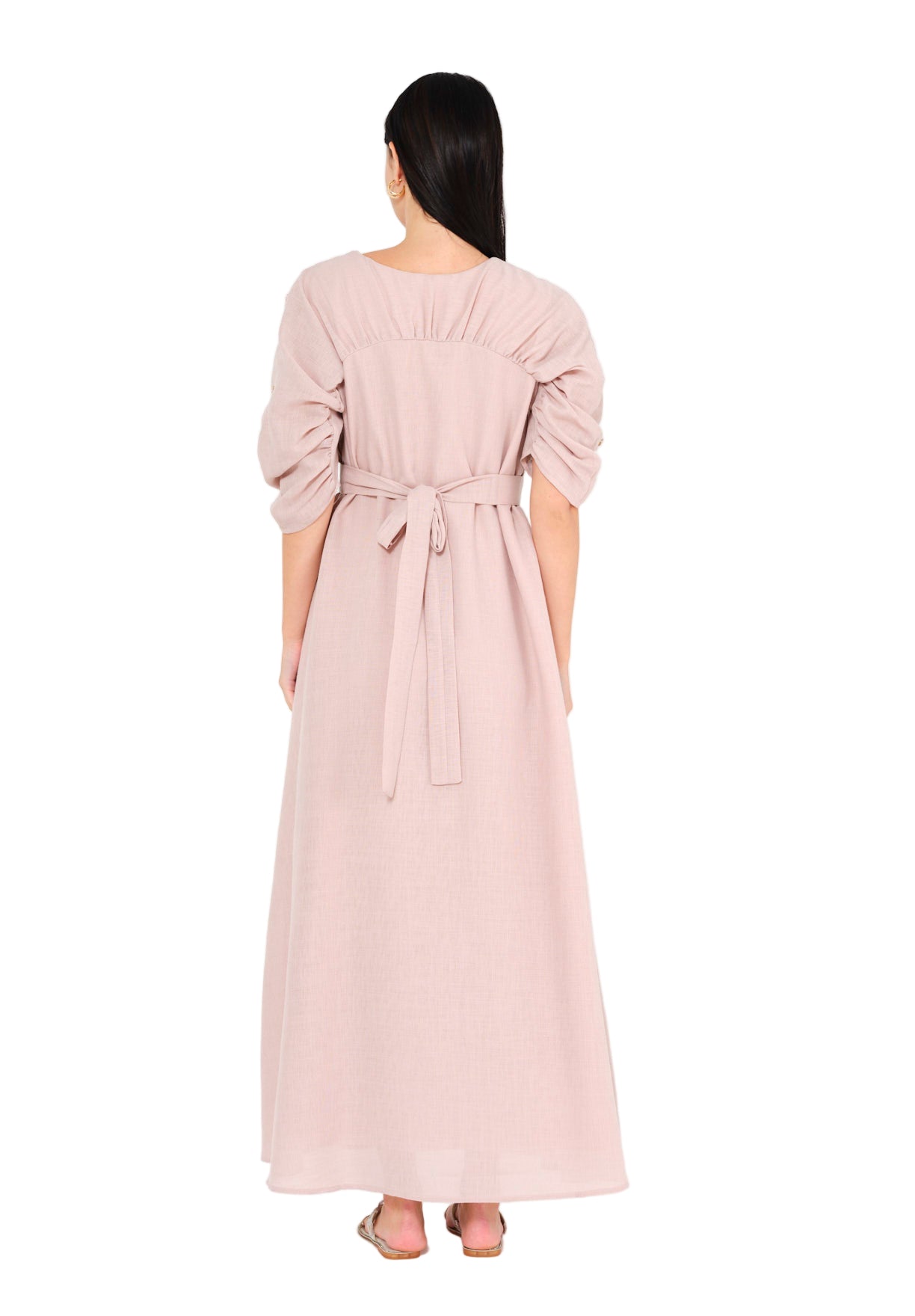 Regal Leaf Embellished Ruched Jalabiya