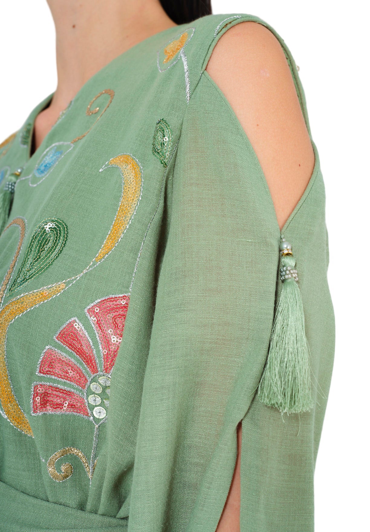 Enchanted Bloom Embroidered Cape Jalabiya