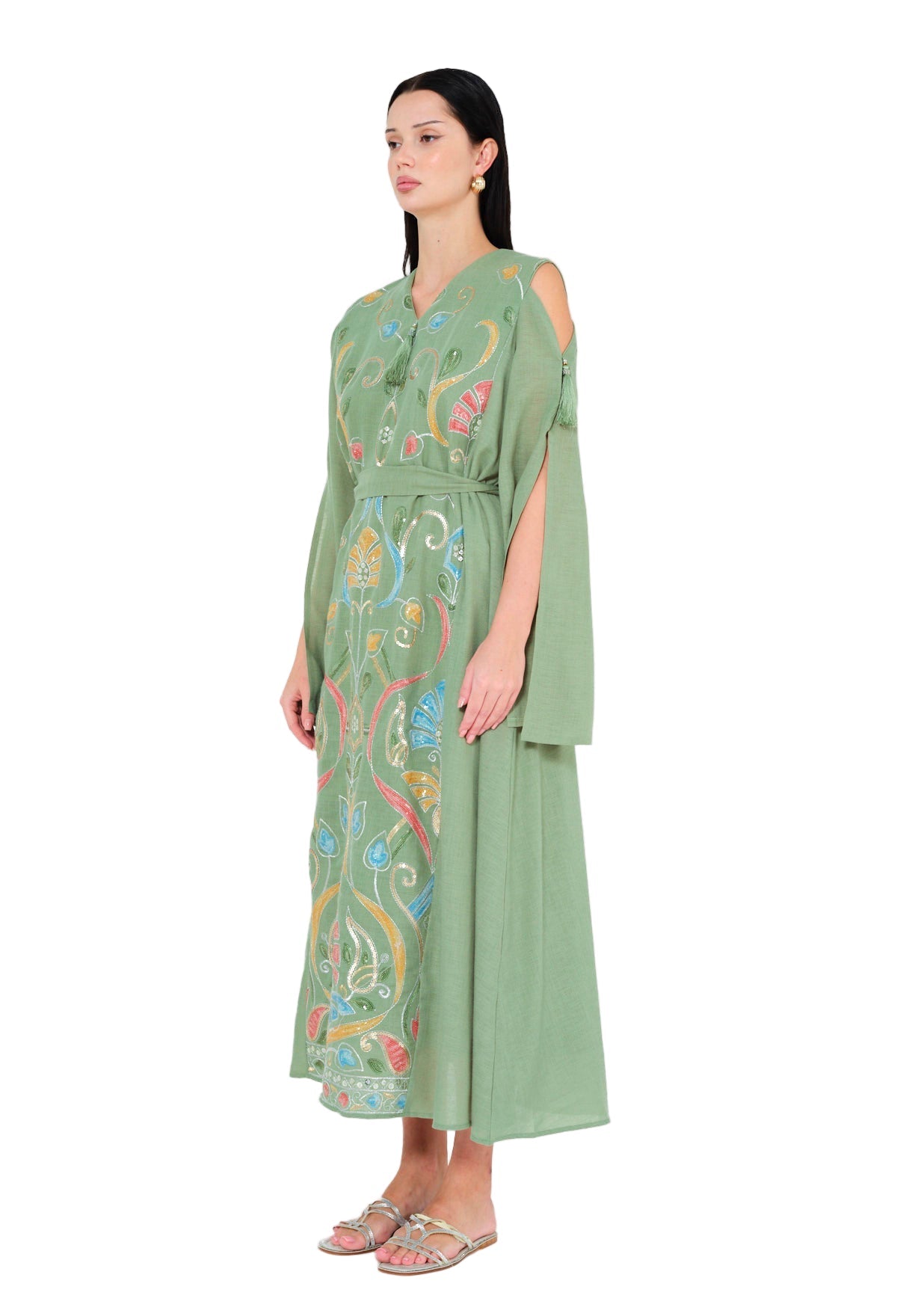 Enchanted Bloom Embroidered Cape Jalabiya