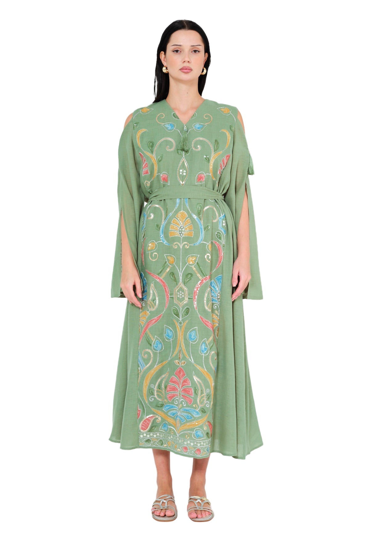 Enchanted Bloom Embroidered Cape Jalabiya