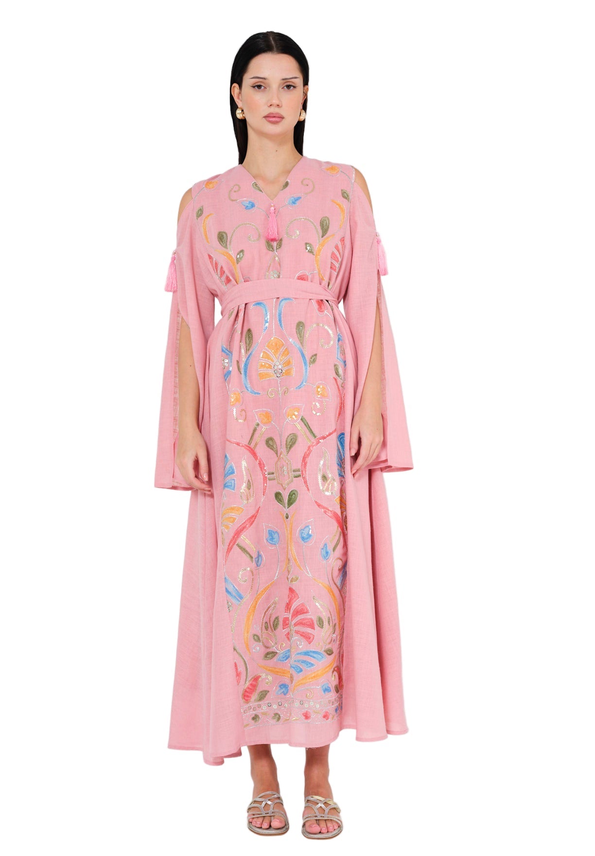Enchanted Bloom Embroidered Cape Jalabiya