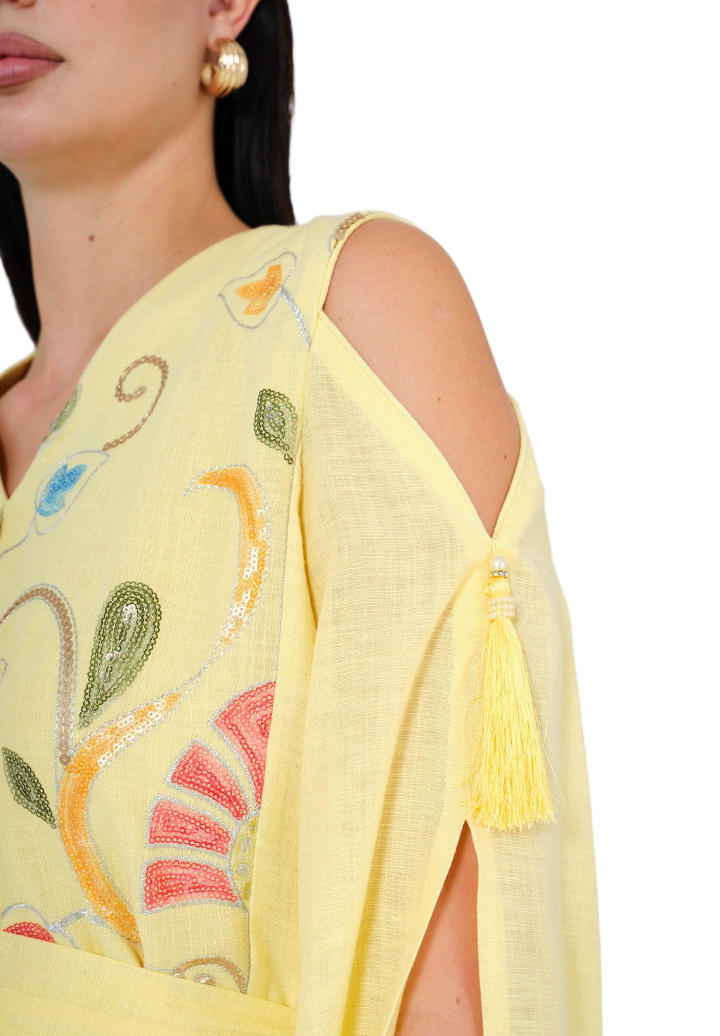 Enchanted Bloom Embroidered Cape Jalabiya