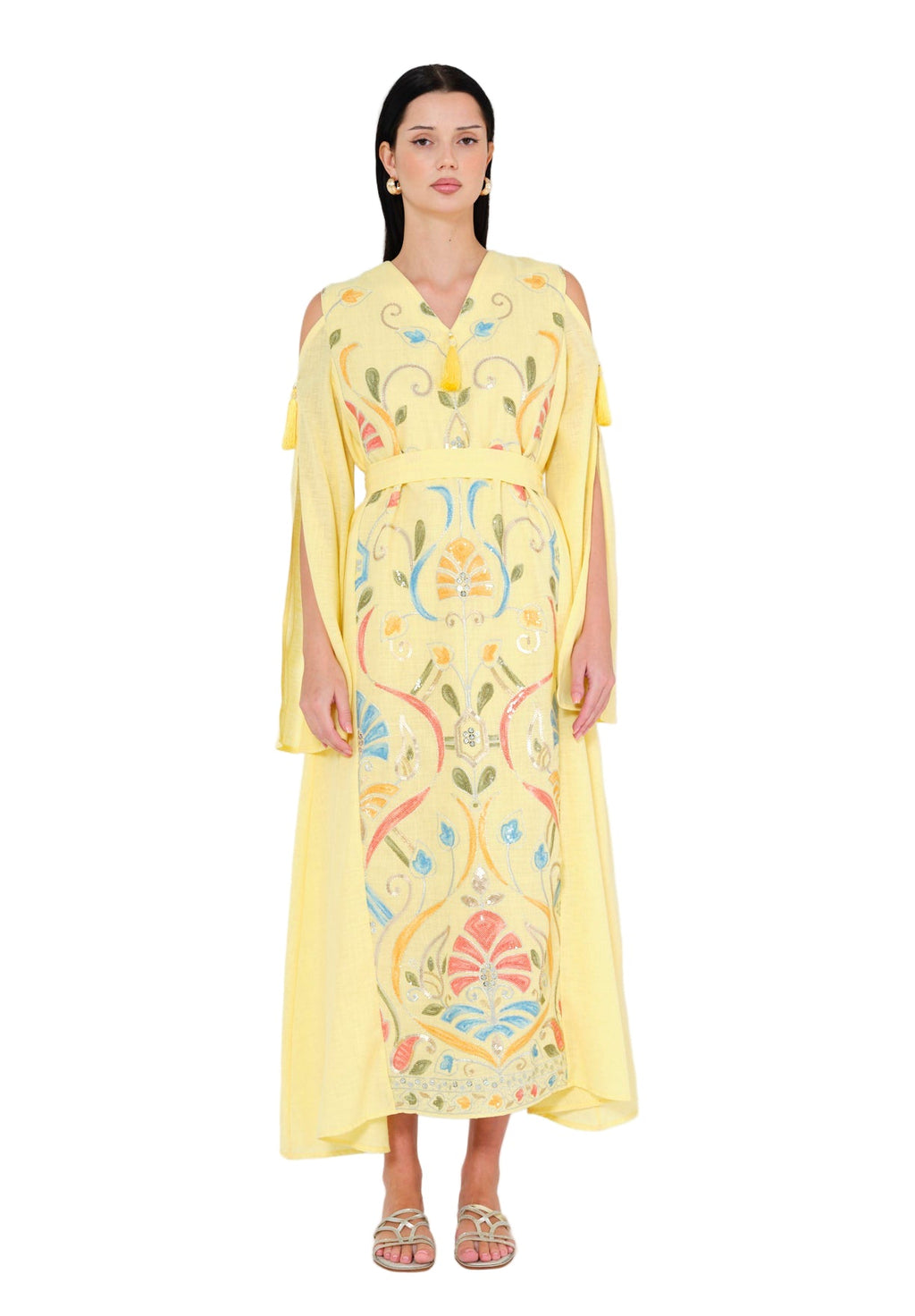 Enchanted Bloom Embroidered Cape Jalabiya
