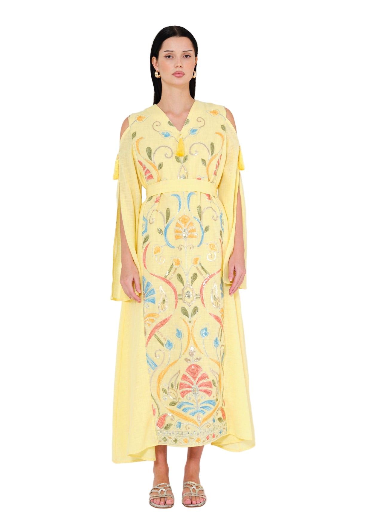 Enchanted Bloom Embroidered Cape Jalabiya