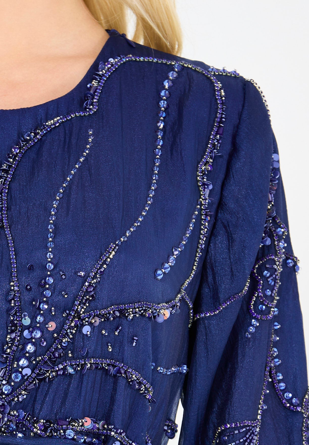 Abstract Pattern Embellished Flare Gown