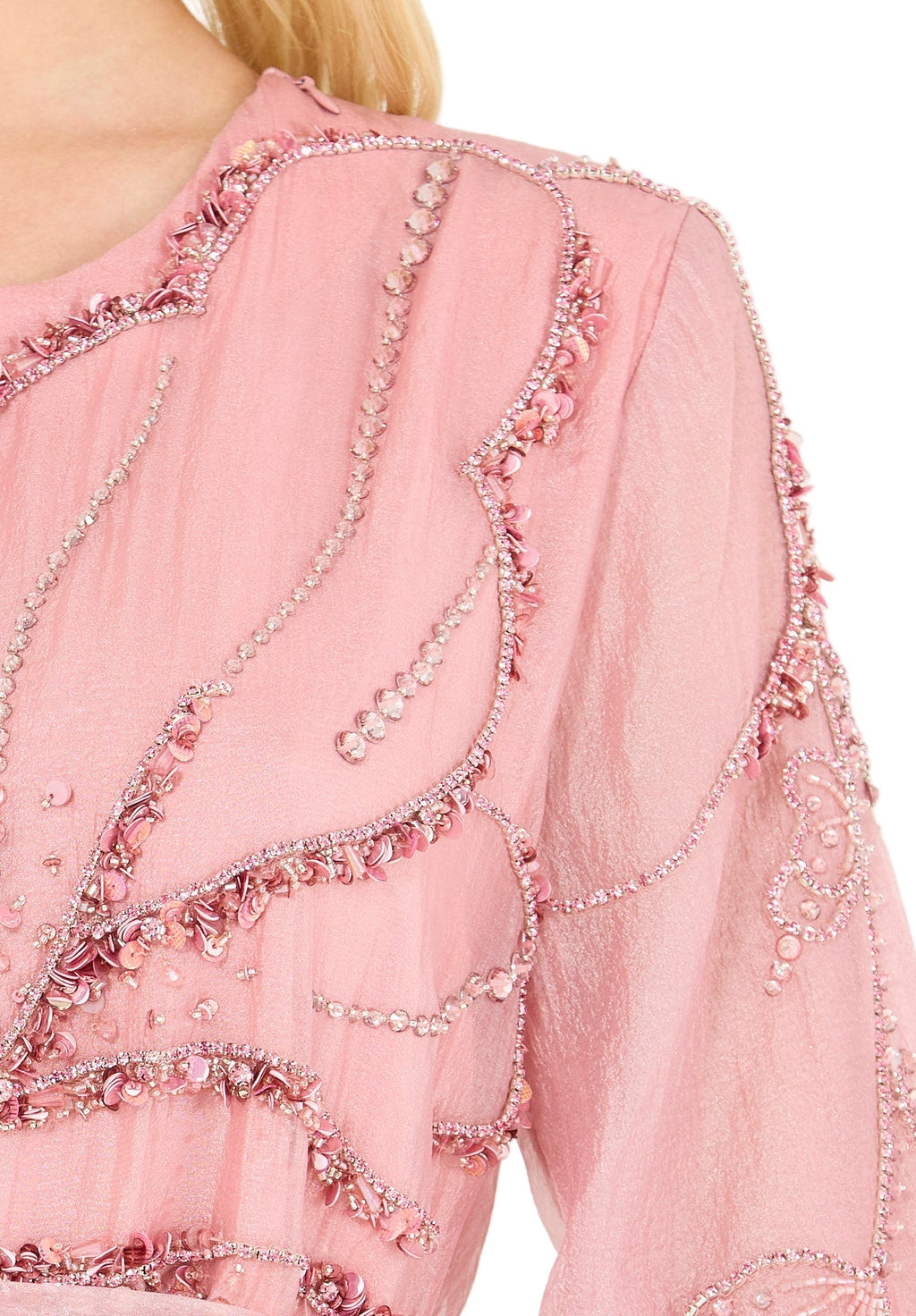 Abstract Pattern Embellished Flare Gown