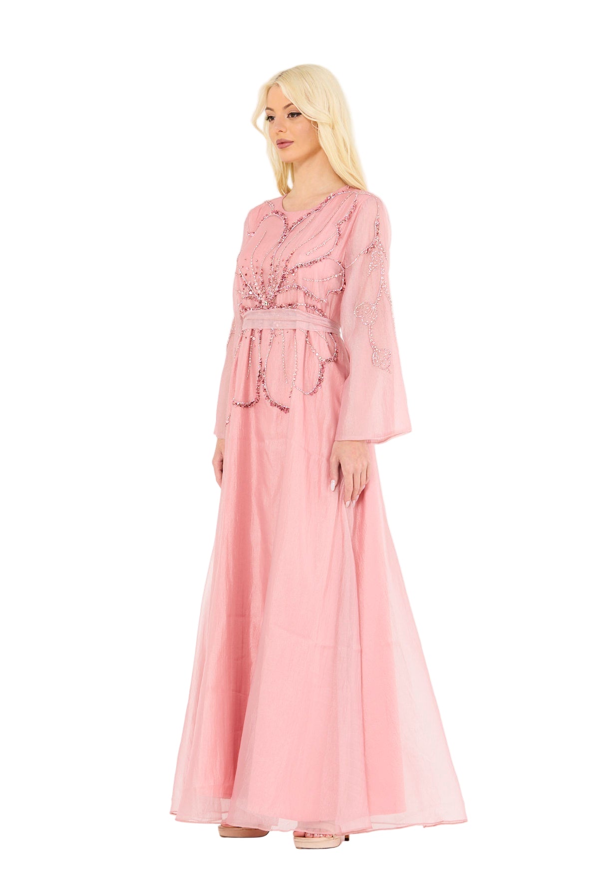 Abstract Pattern Embellished Flare Gown