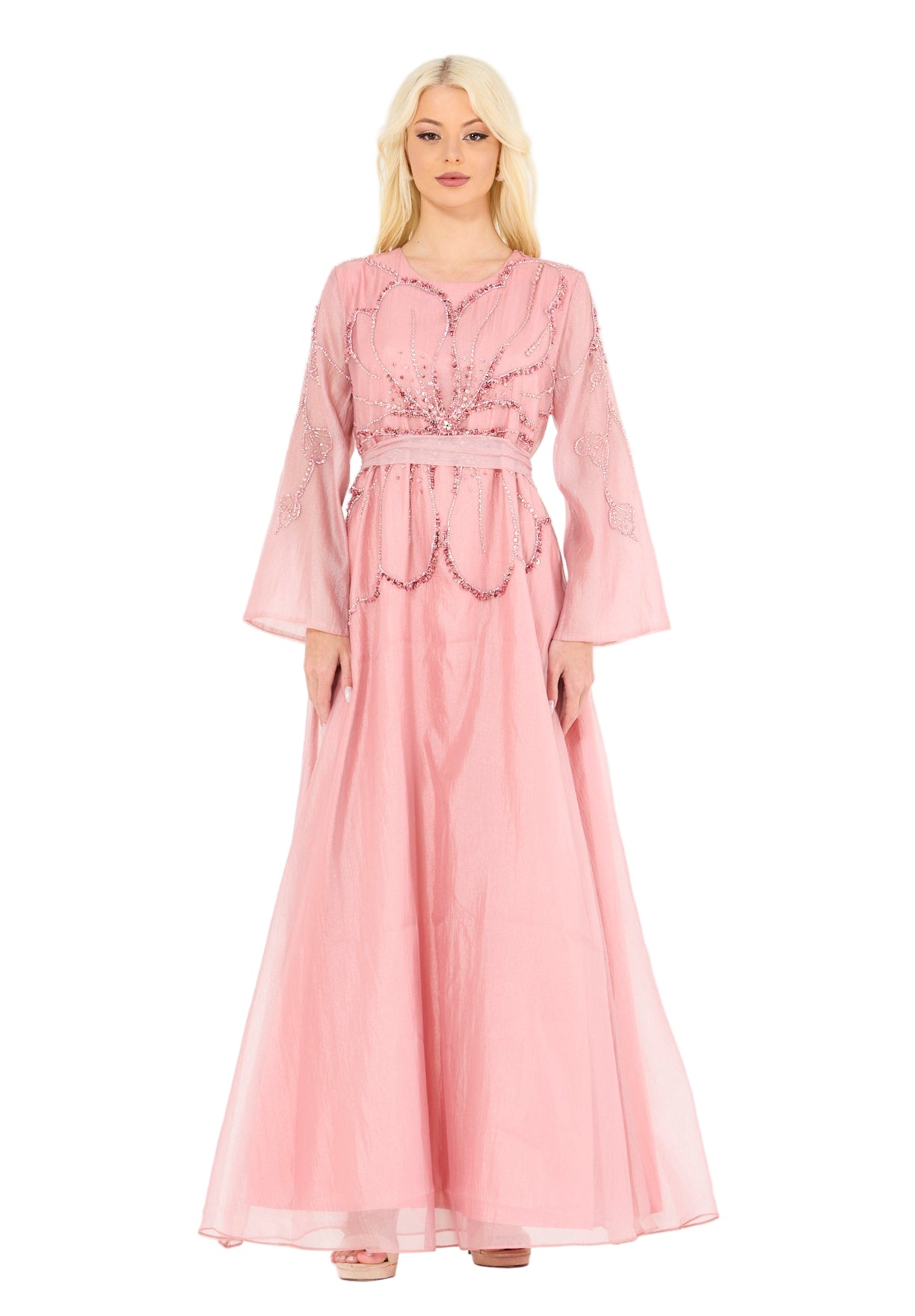 Abstract Pattern Embellished Flare Gown