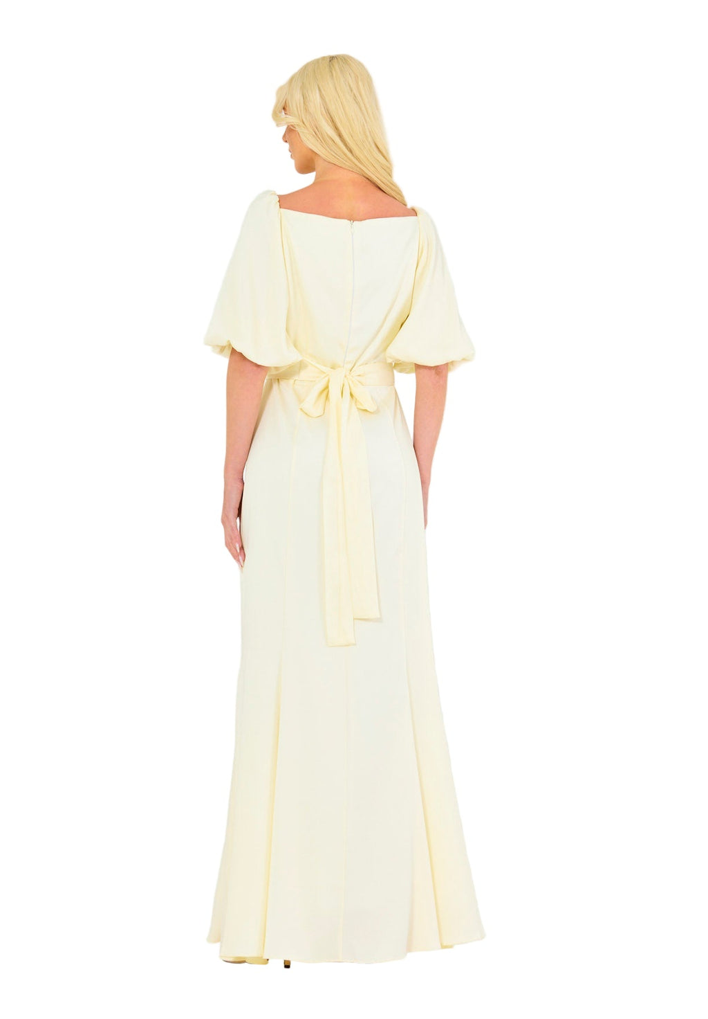 Ivory Embellished Puff Sleeves Gown