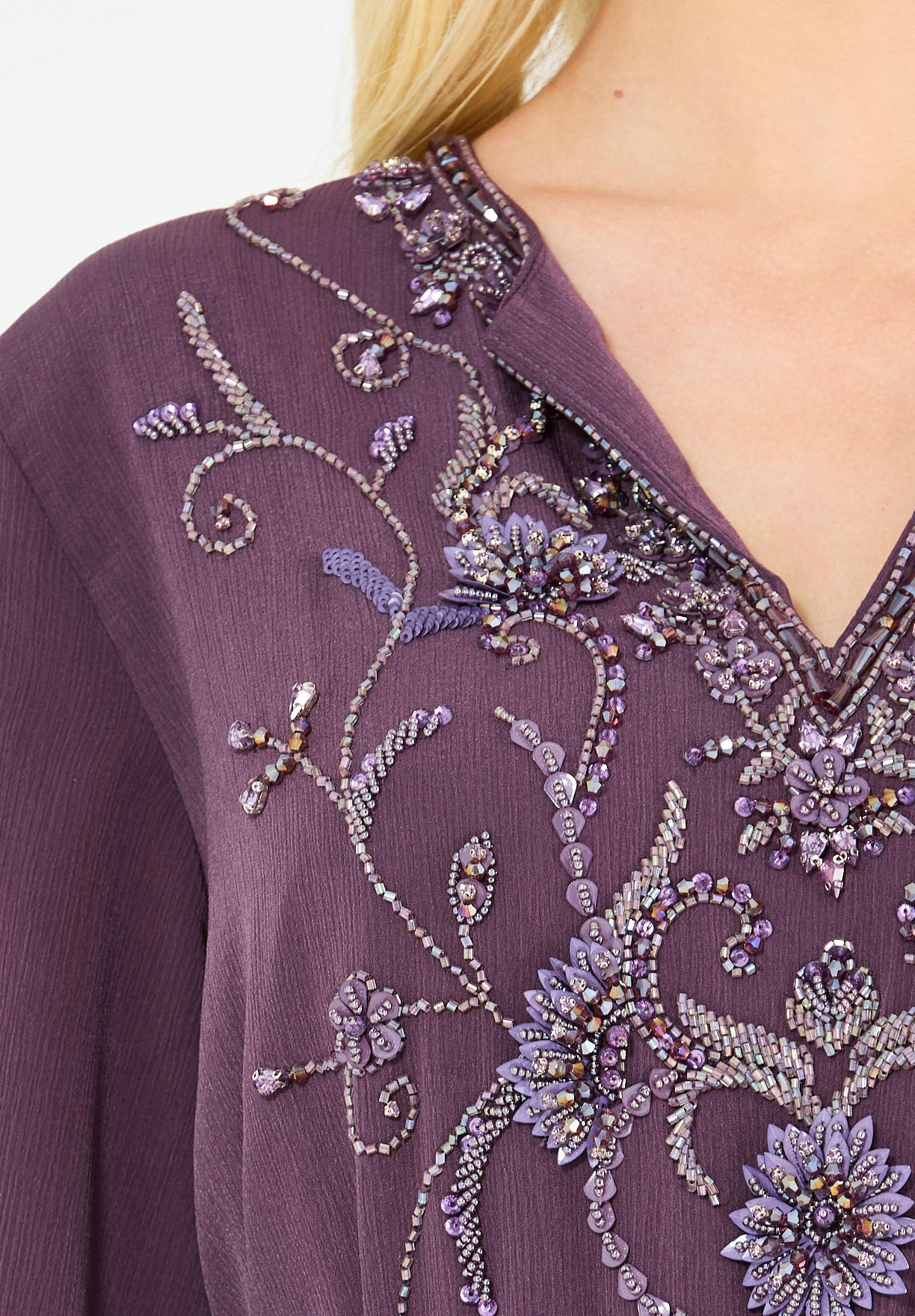 Abstract Floral Embellished Belted Gown