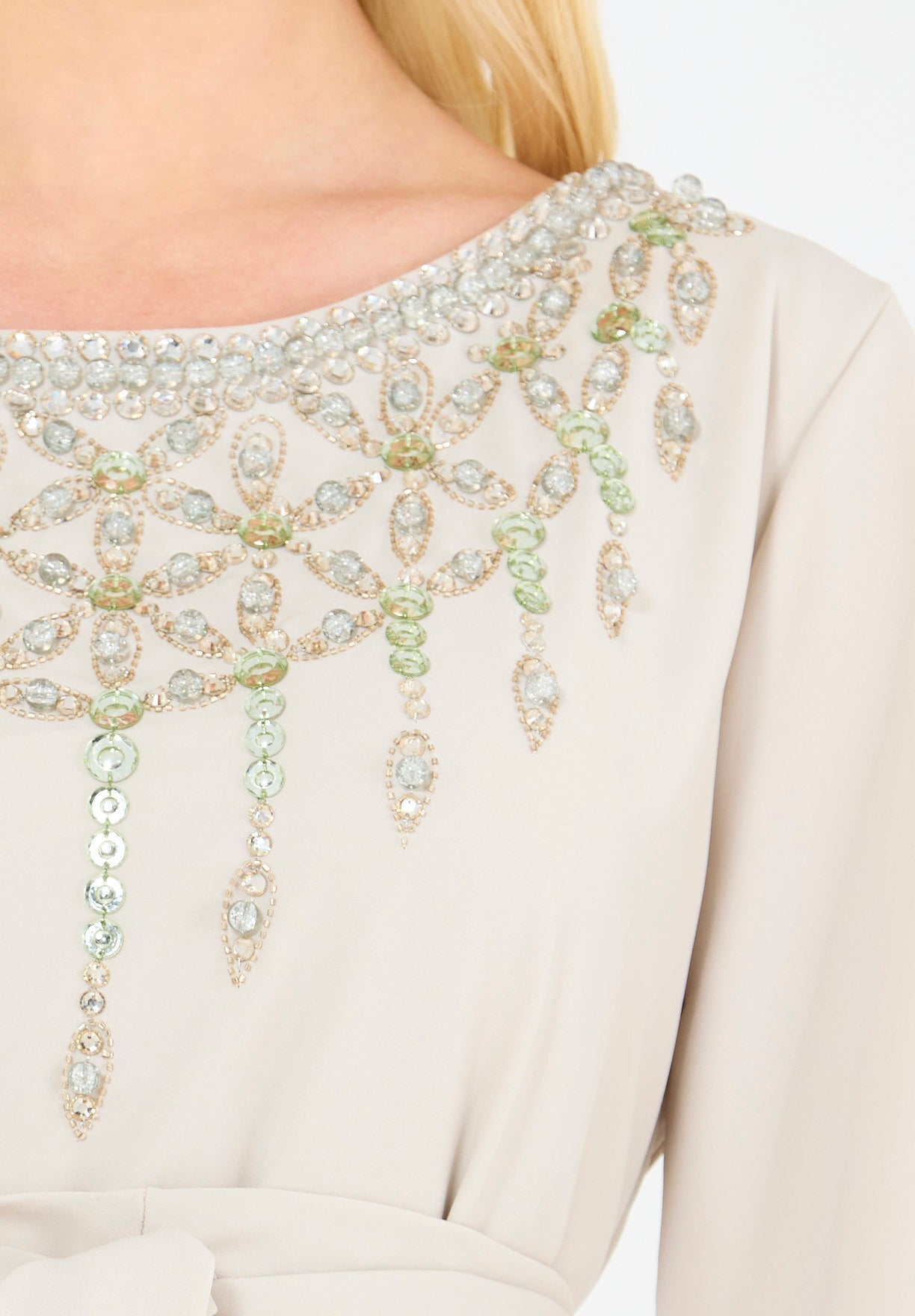 Glimmering Stone & Beads Embellished Gown