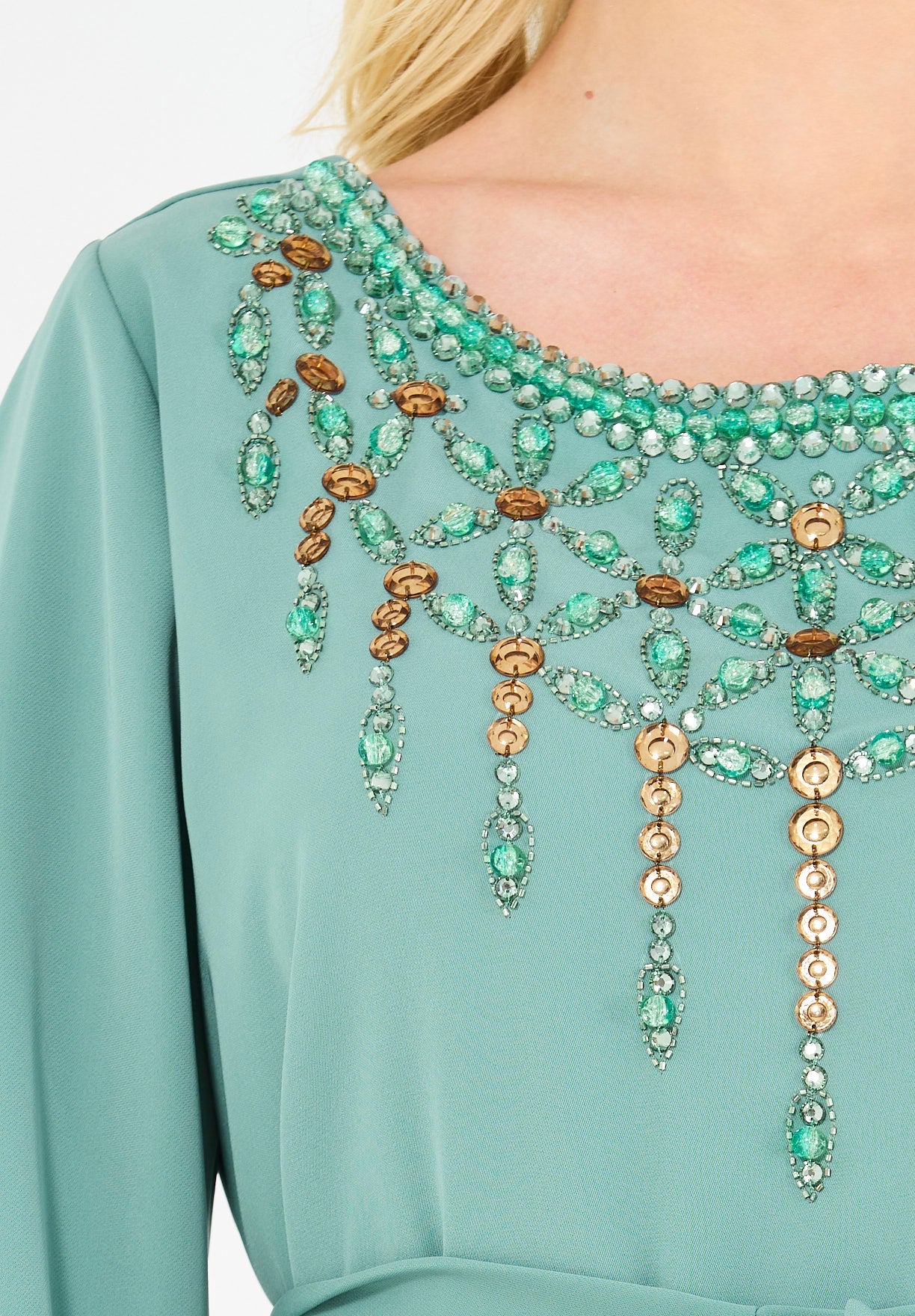 Glimmering Stone & Beads Embellished Gown