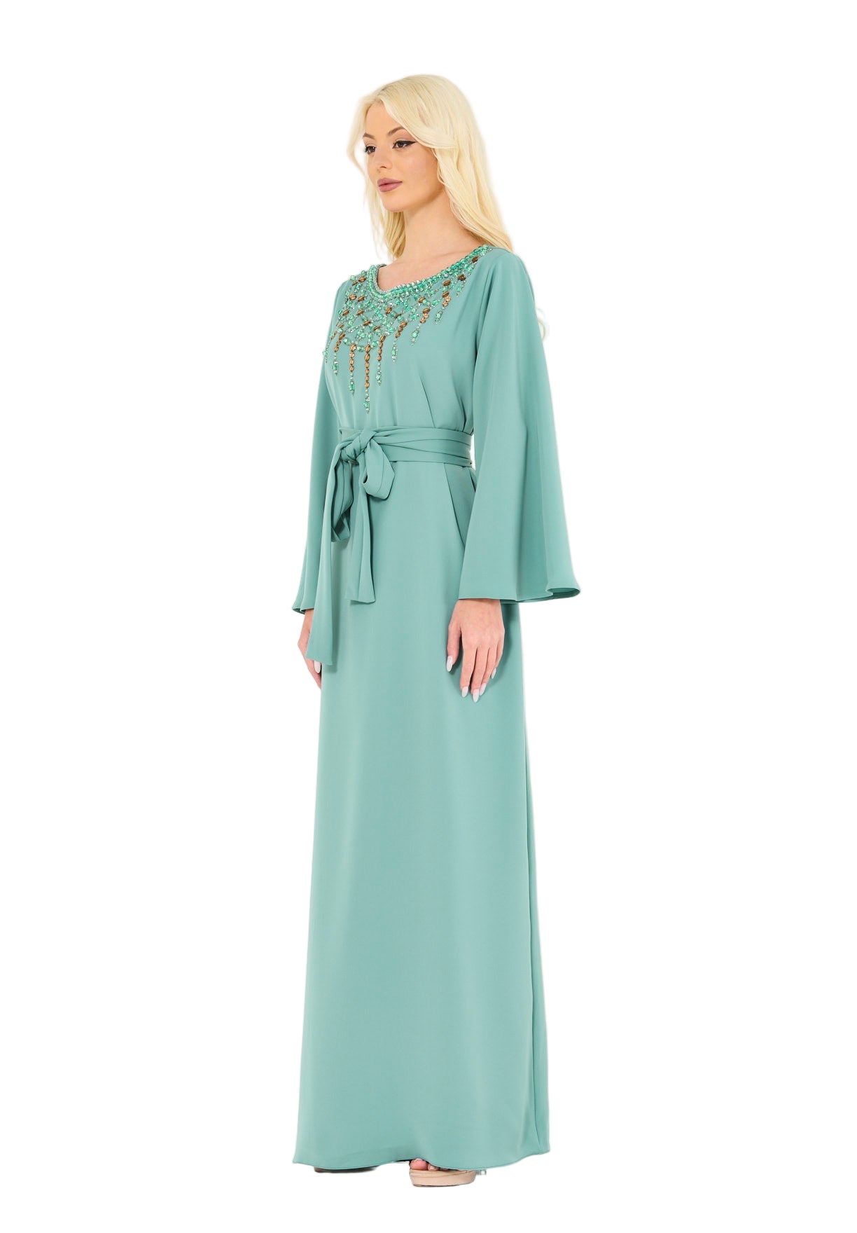 Glimmering Stone & Beads Embellished Gown