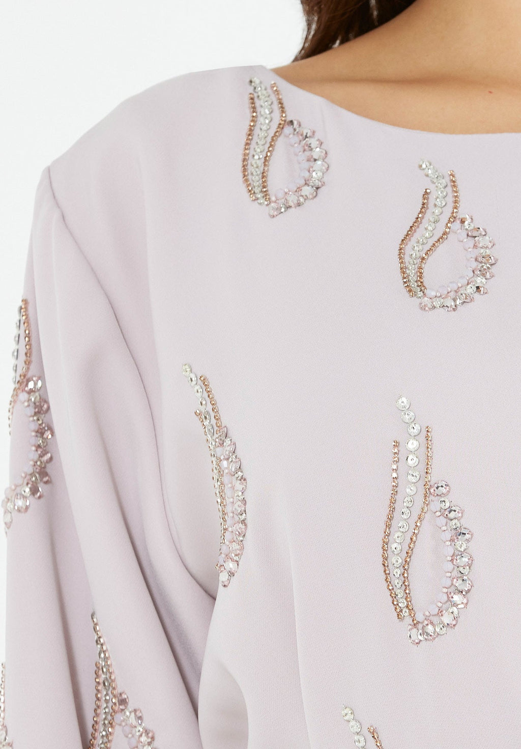 Beaded Droplet Embellished Flowy Dress