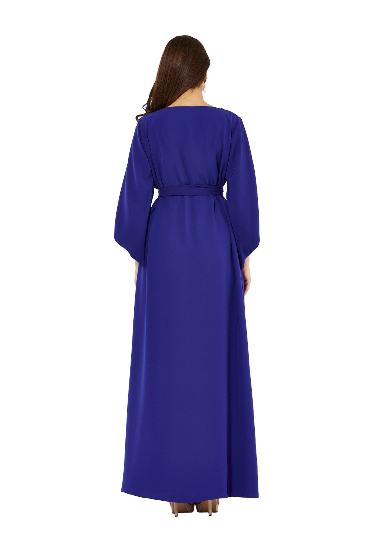 Winged Cape Gown with Sequin Embroidery