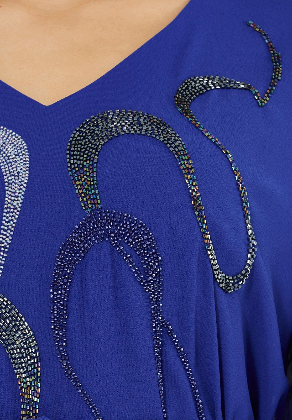 Abstract Swirls Metallic Embroidered Dress