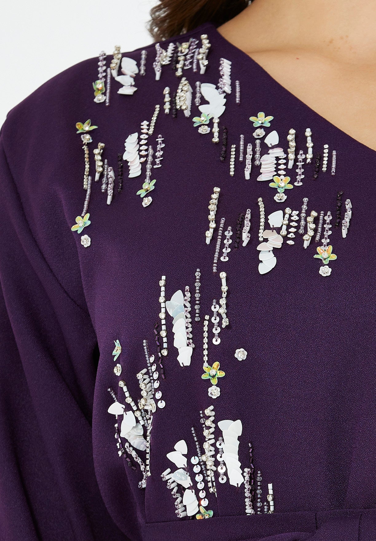 Sequin Rainfall Embellished Belted Gown