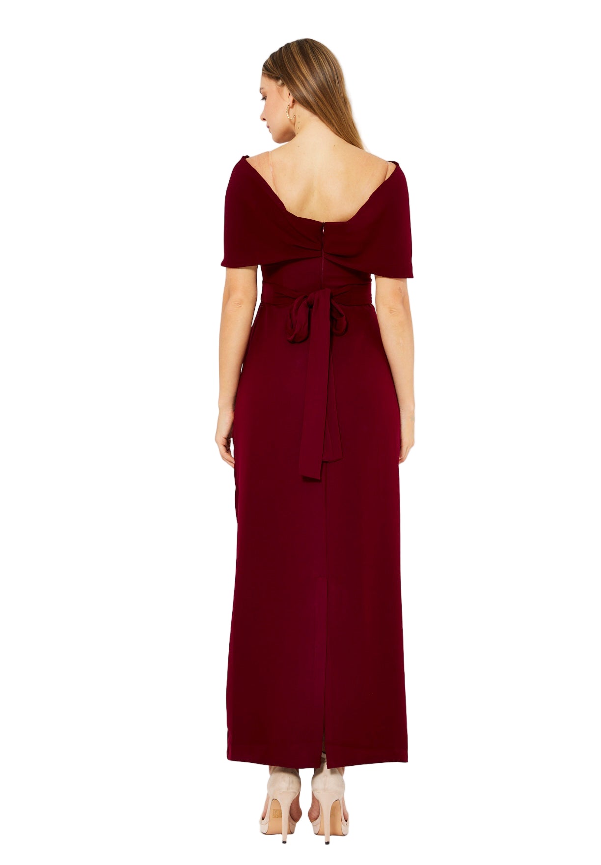 Off-The-Shoulder Draped Embellished Crepe Gown
