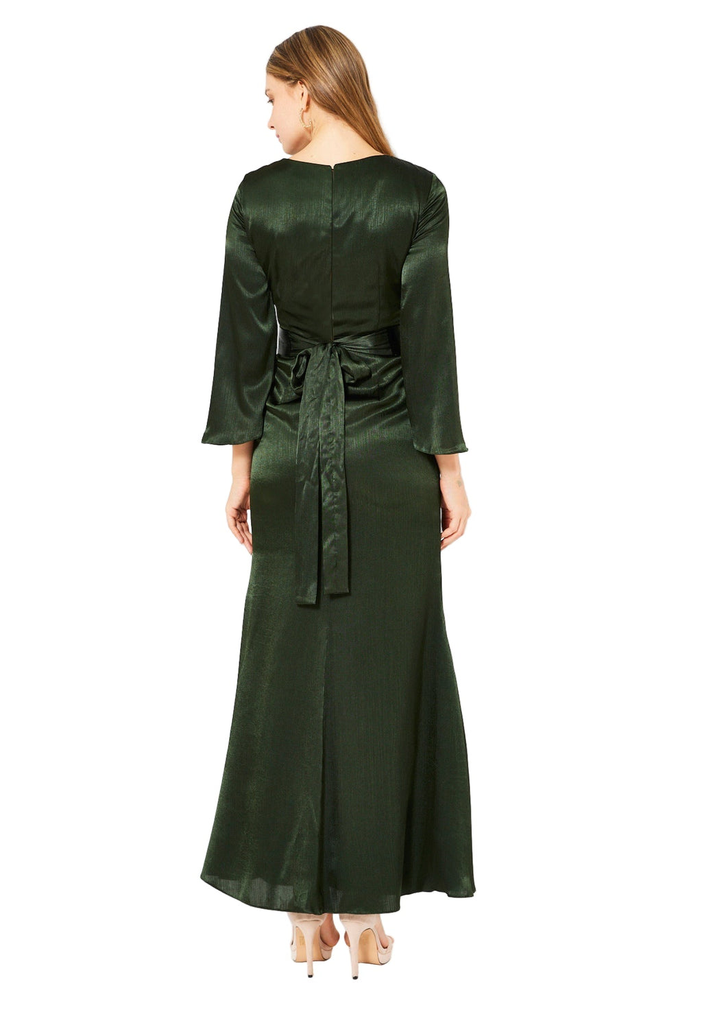 Geometric Embellished Luminous Structured Gown in Satin